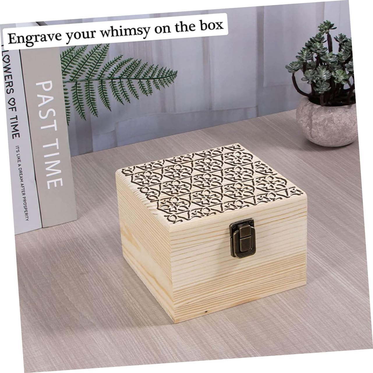 Jojofuny Handmade Wooden Jewelry Storage Box Boys and Girls Graffiti Box Unpainted Craft Storage image number 3