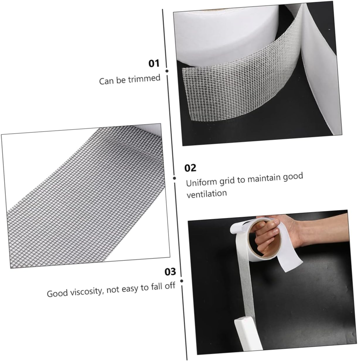 COHEALI Window Screen Repair Tape Mesh Repair Tape Net Door Fix Patch Self-Adhesive Gray Screen Door for Household image number 2