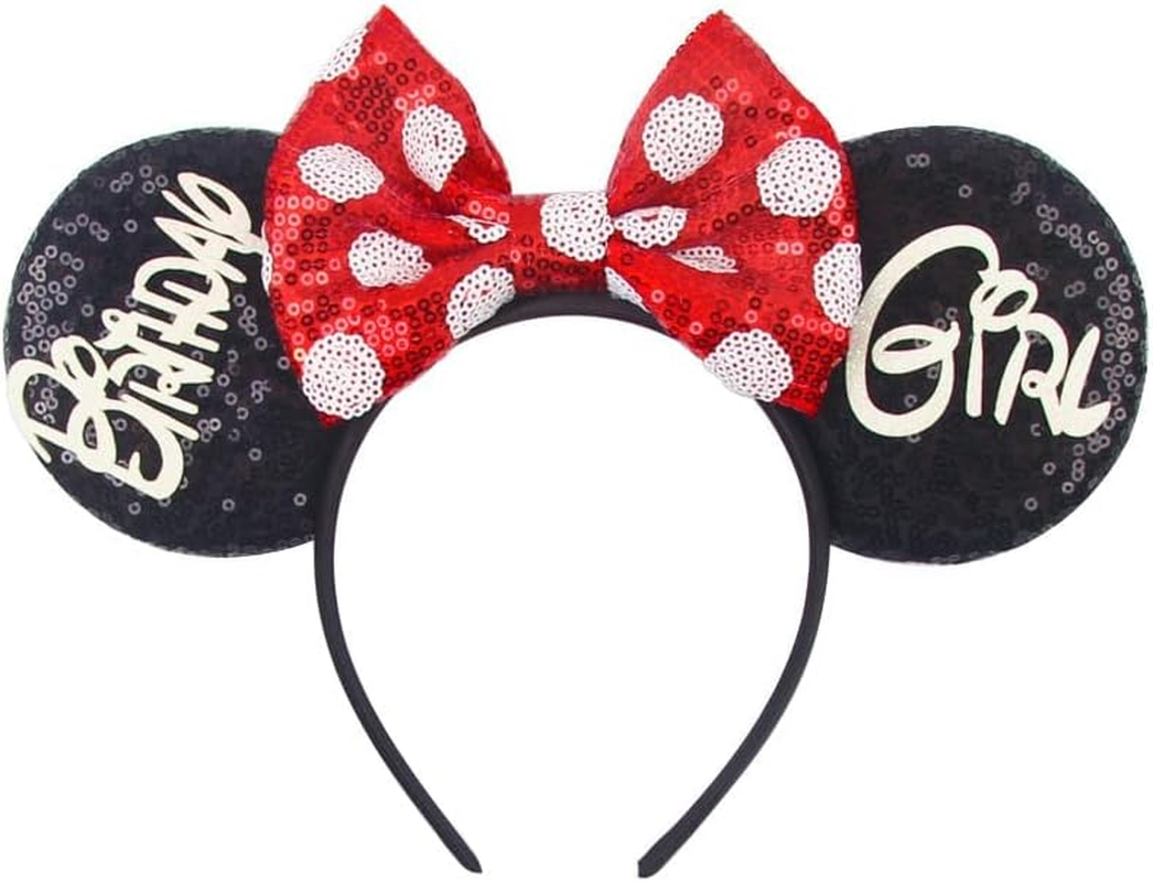 RAZKO Mouse Ears Headband, Birthday Girl Mice Ears Hairband, Classic Red, Silver Blue Rainbow Mouse Ears for Birthday Party or Birthday Present (Birthday Girl-B) - Cars-95 image number 5