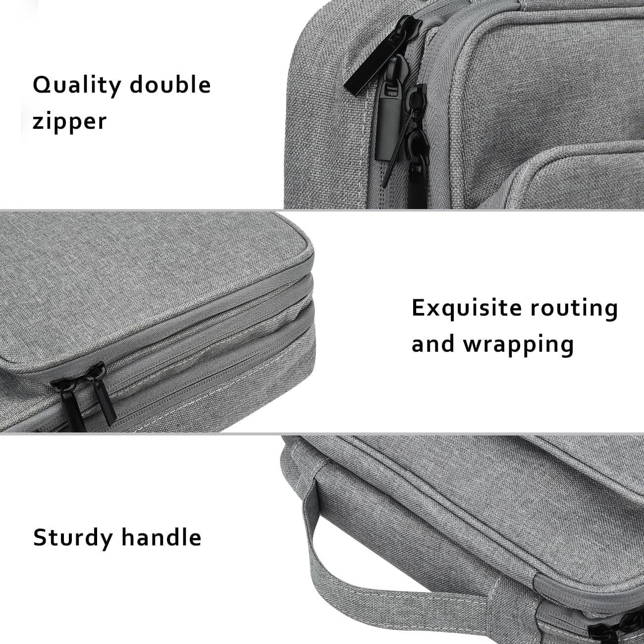 Gocokia plus Large Capacity Electronic Accessories Organizer, Storage Handbag with Front Pocket Travel Cable Organizer Gadget Bag Carry Pouch for Ipad 11,Hard Drives, Power, Charger -Grey, Grey, L, image number 3