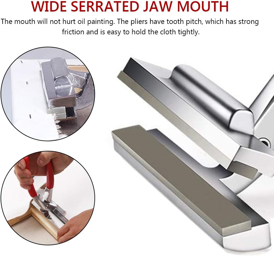 YCDC Alloy Canvas Pliers, 4.7Inch Super Wide Jaw Art Tool, Red Padded Handle, Fits 20Inch/24Inch Canvas image number 6