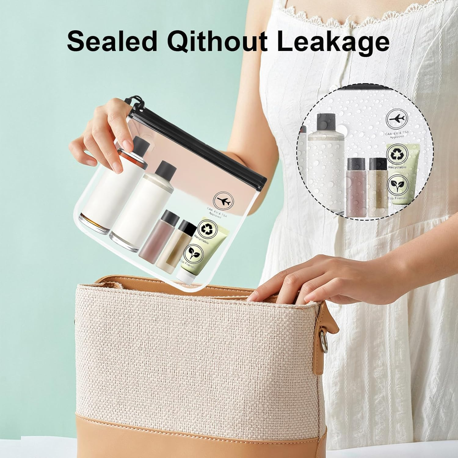 5PCS - TSA Approved Clear Toiletry Bag Set - Quart Size Travel Essentials for Liquids & Cosmetics - 3-1 - 1 Compliant Clear Travel Bags - Ideal Luggage & Travel Gear for Airport Security image number 2