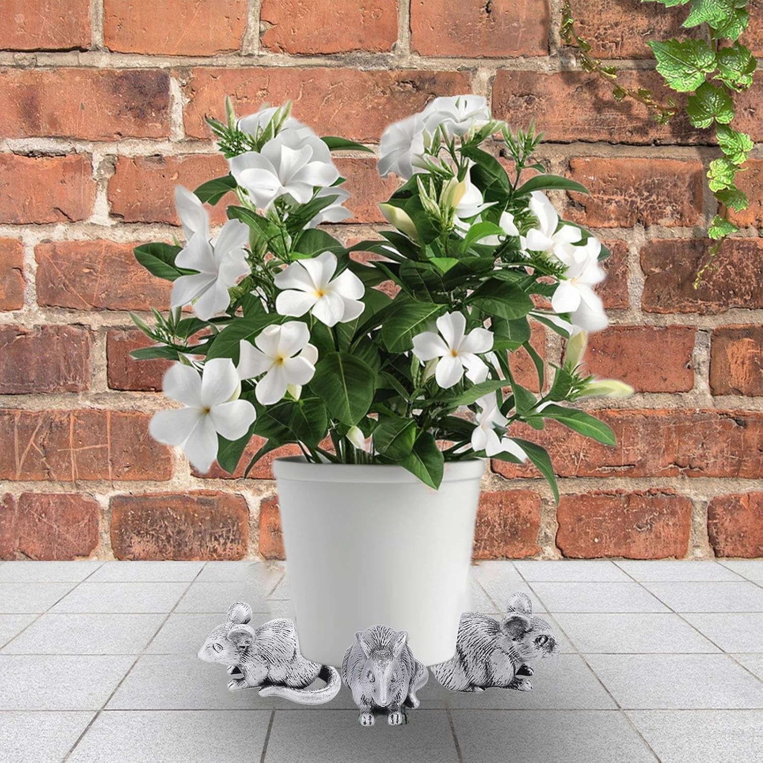 3Pcs Animal Resin Flower Pot Decorative Feet, Flower Pot Feet Animal Statues Plant Pots Risers Holder Elevator for Outdoor (Mouse) image number 2