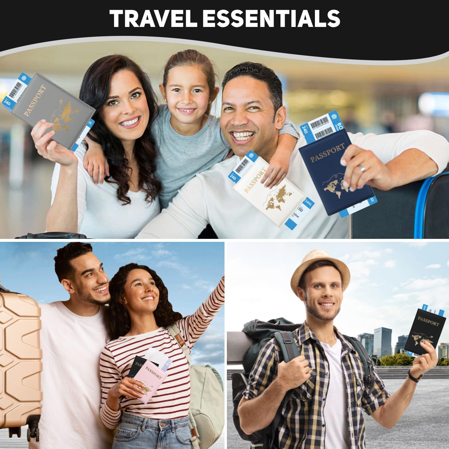 ILIYAH Passport Cover Waterproof Passport Holder Travel Accessories Passport Protector Women Premium PU Leather Minimalist Passport Holders(Black) - Black image number 6