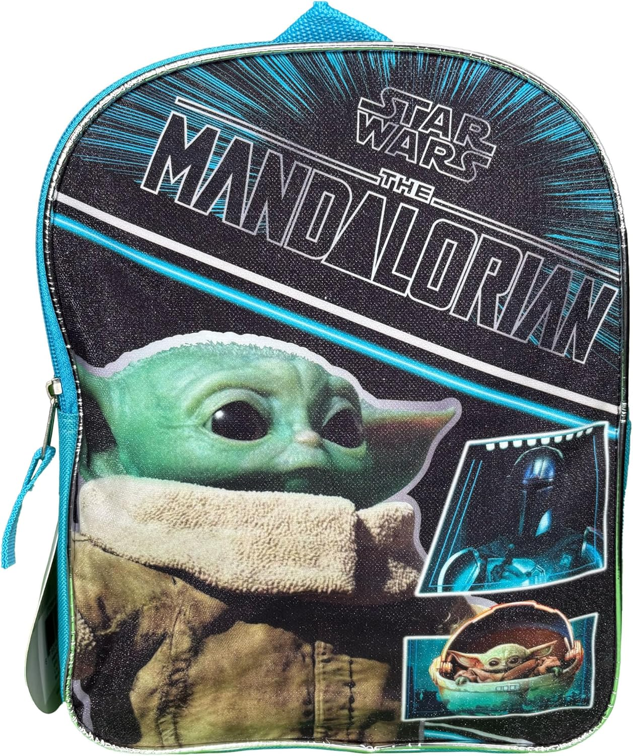 Fast Forward Star Wars the Child Baby Yoda 11" Plain Front Mini Backpack, Black, Small