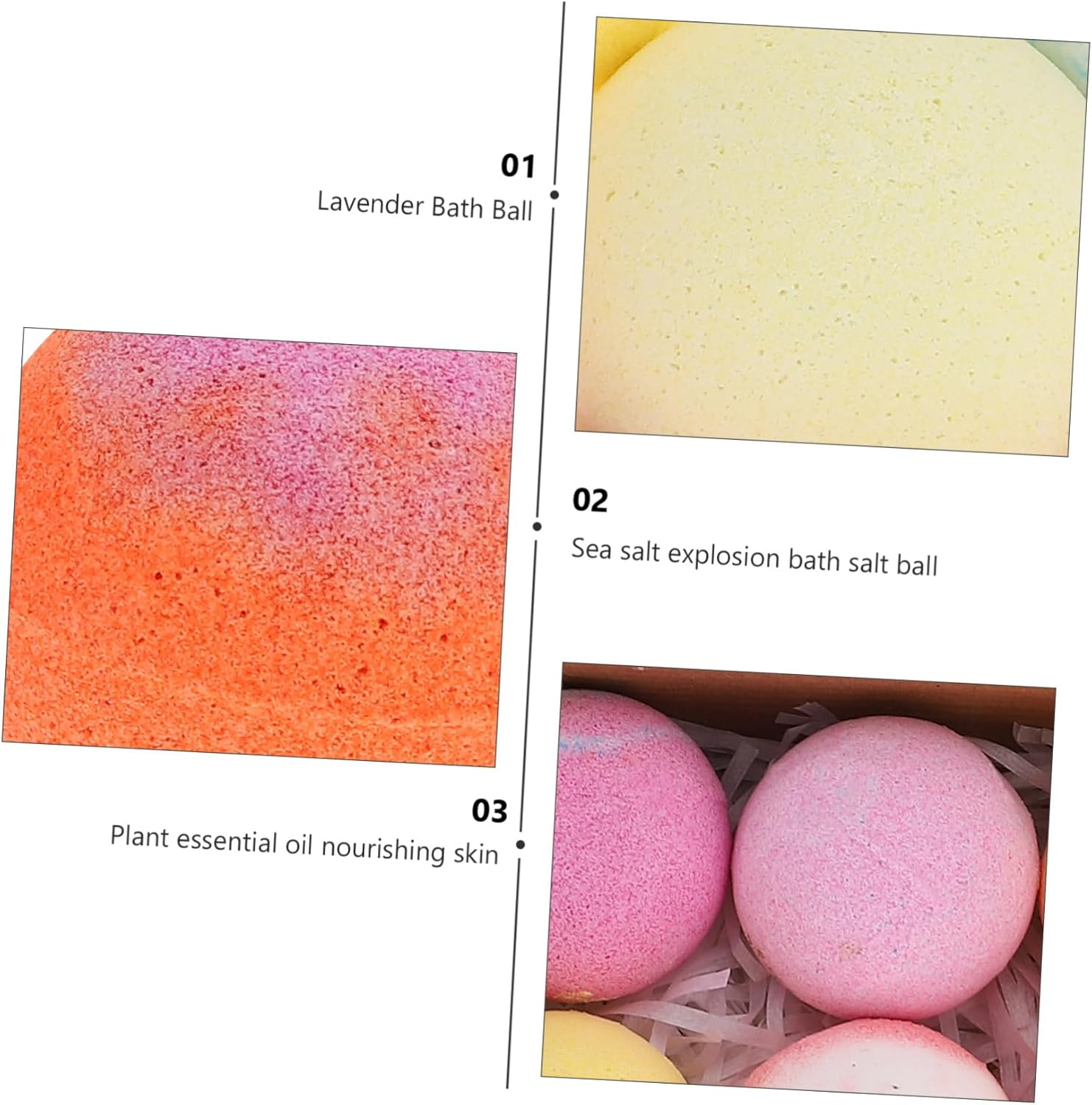 VICASKY 9Pcs Essential Oil Bath Balls Set 60G Natural Bubbles for Spa Relaxation Moisturizing Women and Girls for Home Use