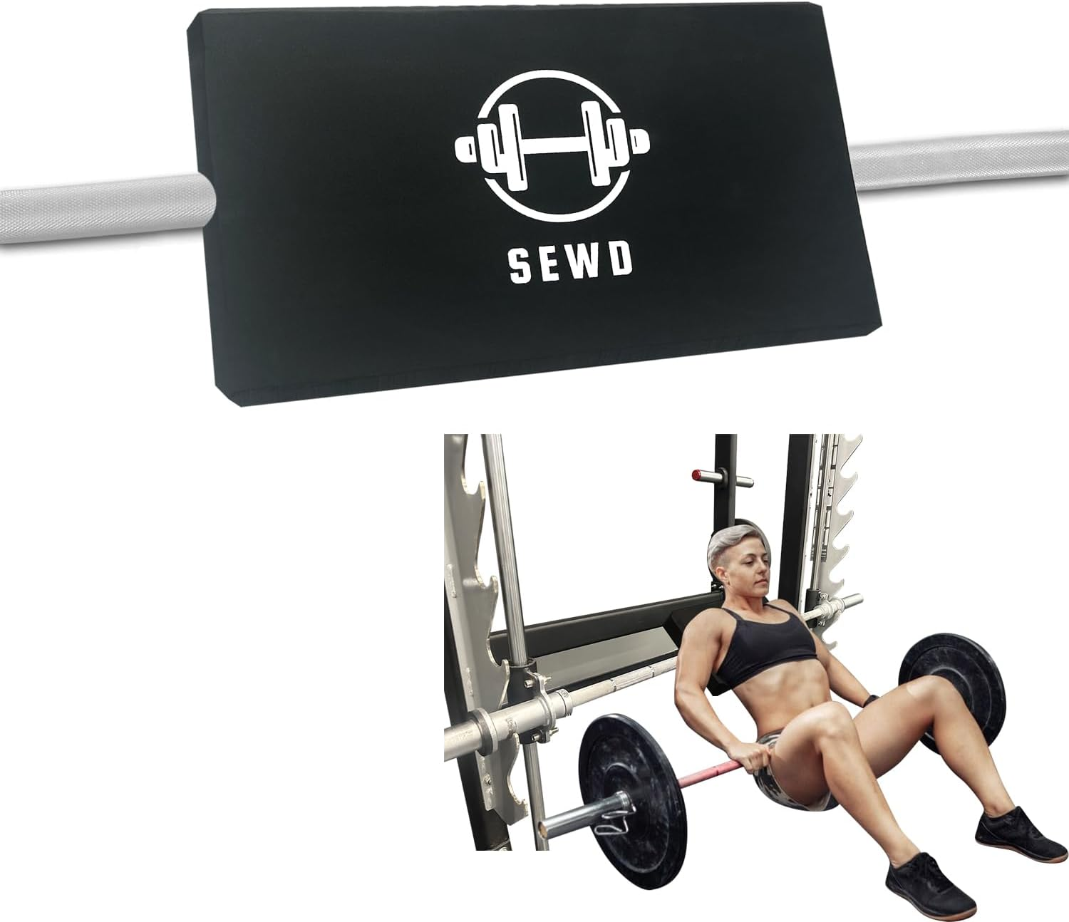 SEWD Turns Any Squat Rack into Hip Thrust Machine Hip Thrust Bench Back Pad Fits Olympic Barbell Bar Multifunctional Workout Pad for Hip Thrust, Bench Press, Plank, Glute Bridge and Push Ups. image number 1