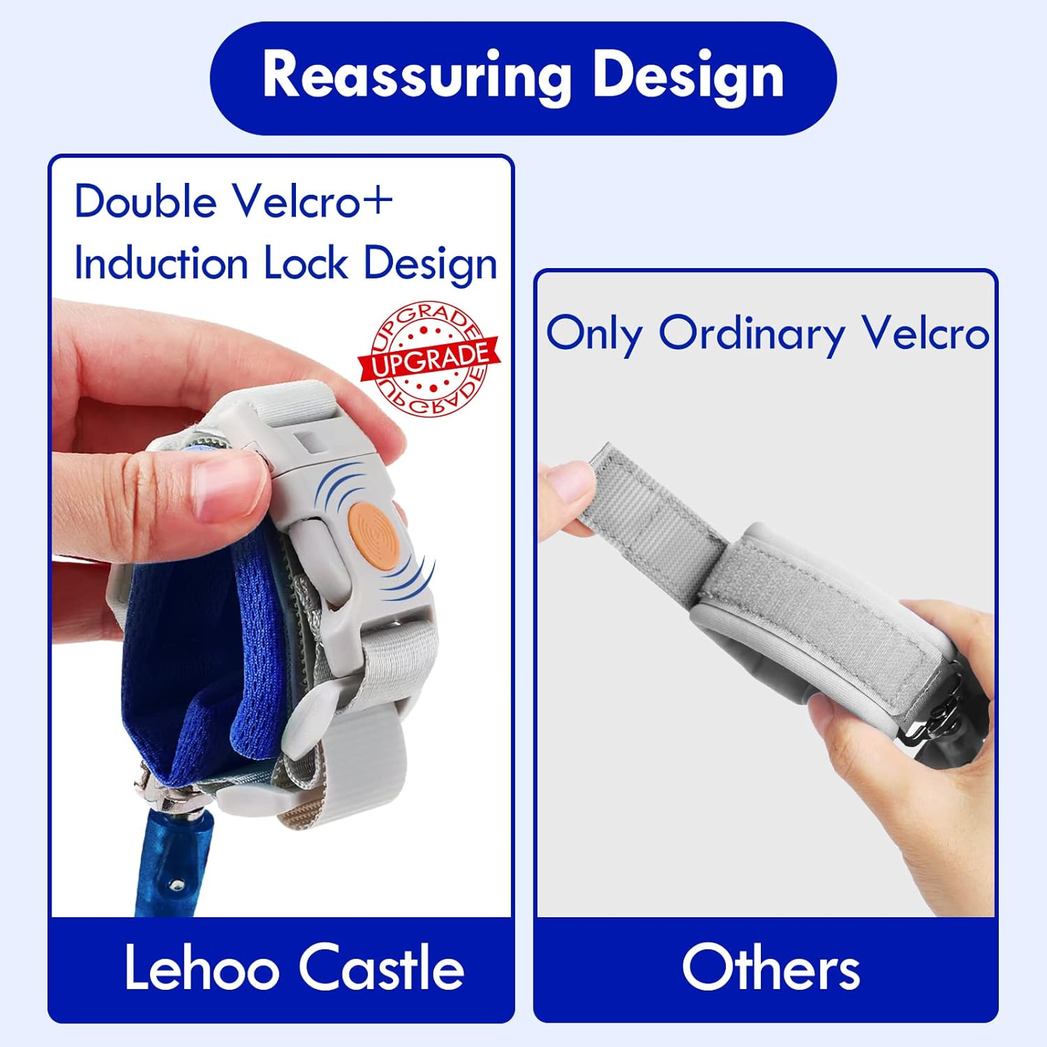 Lehoo Castle anti Lost Wrist Link Safety Harness, 1.5M Toddler Harness Leash for Kids, Adjustable Walking Strap, 360&deg; Rotation Baby Safety Harness with Induction Lock (Dark Blue) image number 5