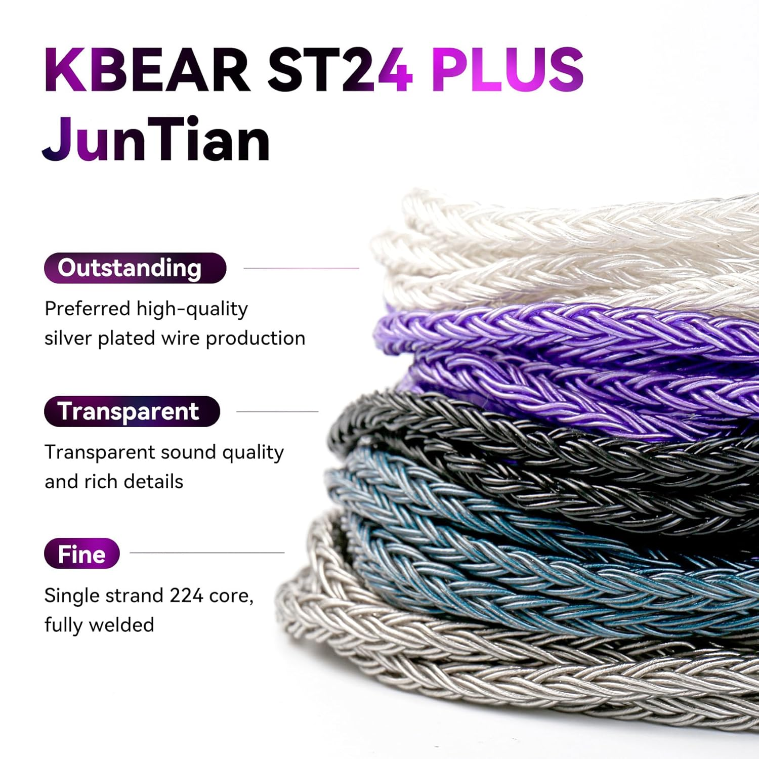 KBEAR Juntian IEM Earphones Cable, 2M Long in Ear Monitor Cable, 16 Core 5N OCC Silver-Plated Headphone Extension Cords for Kz Zs10 Pro, Tangzu Wan'Er, Audiophile and Drummers (Qdc-Pins, 3.5Mm Plug) image number 7