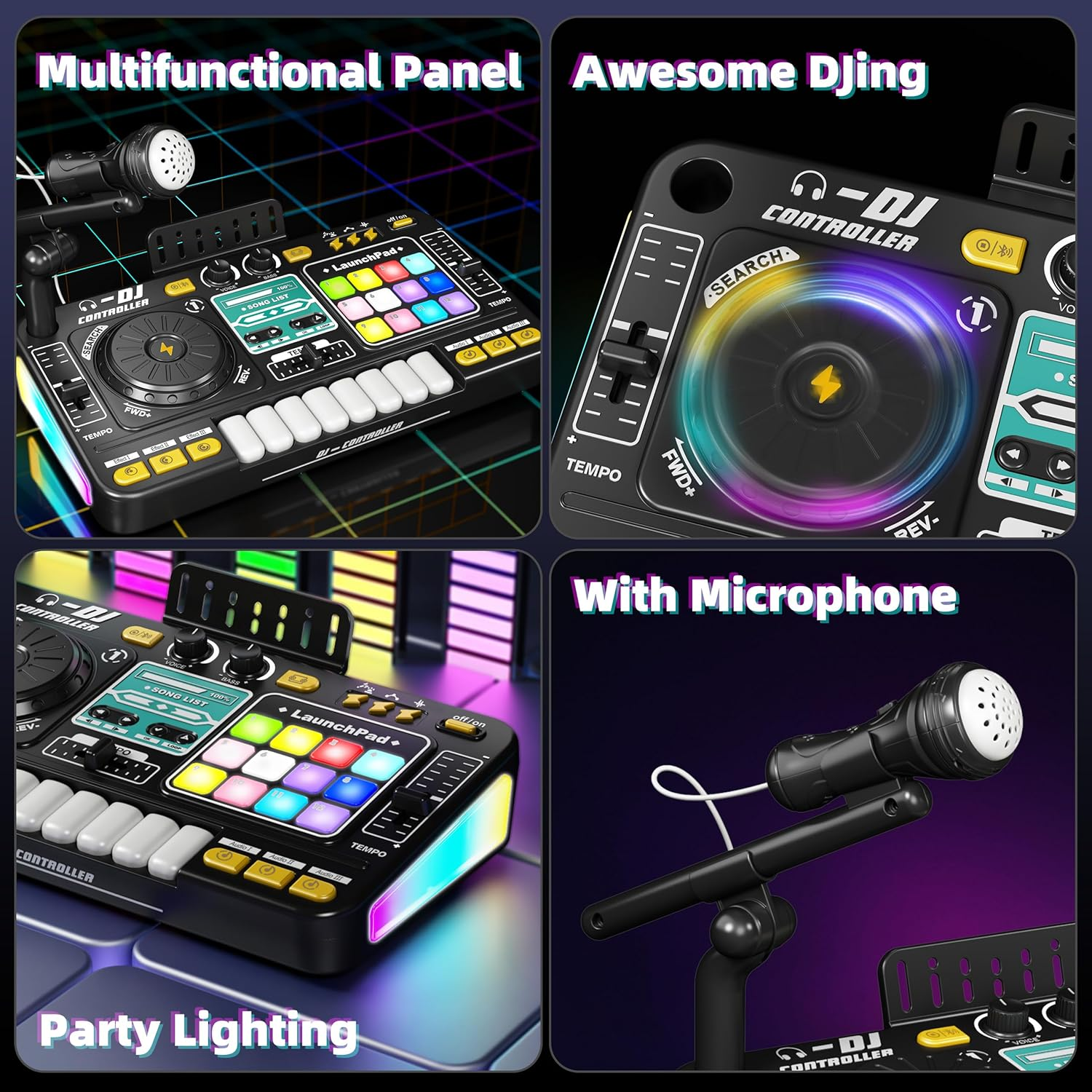 Kids DJ Mixer Table Age 3 4 5 6 7 8, Music Toys with Piano Keys, DJ Turntable, Reaction Music Games, Bluetooth - Kids Musical Instruments Gifts for Boys Girls for Birthday, Christmas, New Year image number 3