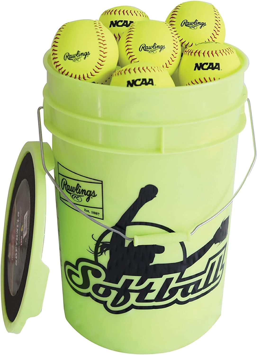 Rawlings | Bucket of 18 Practice Softballs | Ages 12U | 12" | Synthetic Cover image number 1