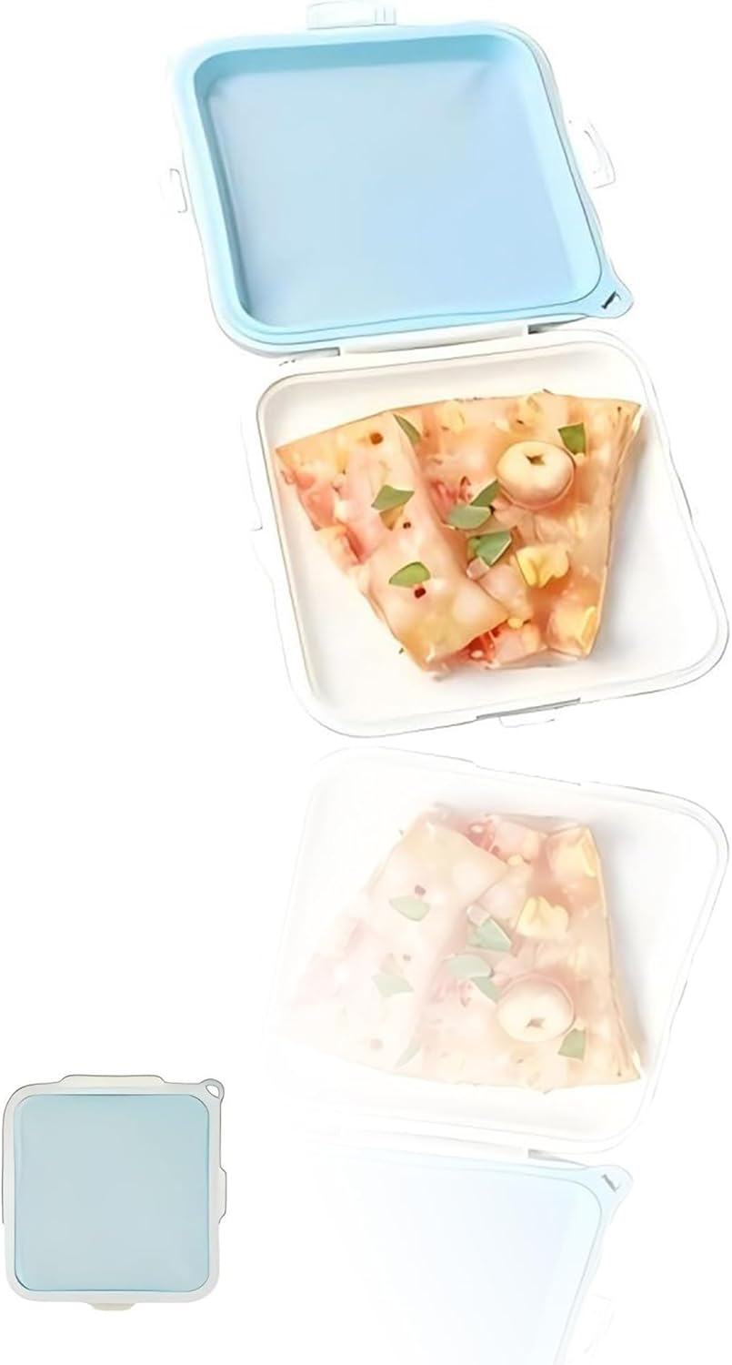 Honwor Reusable Silicone Sandwich Bag for Kids & Adults - Leakproof, Easy-Carry, Bpa-Free Lunch Container for School, Work, Travel - Blue image number 1