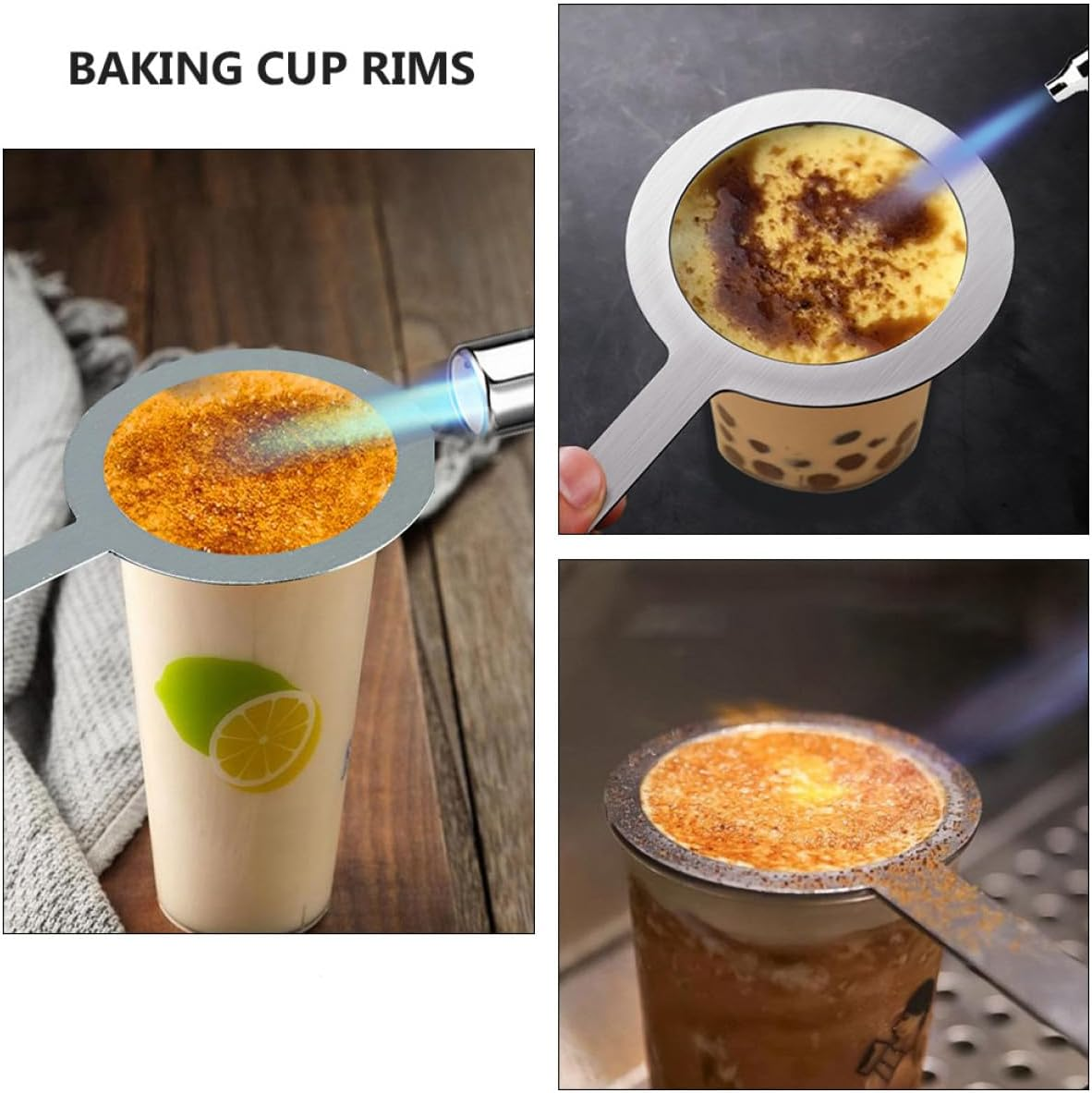 DOITOOL 4Pcs Stainless Steel Milk Tea Baking Cup Rings 98Mm Diameter with Handle, Anti-Scald Protective Rim Gaskets for Coffee and Dessert Cups, Multipurpose Baking Accessories for Home image number 2