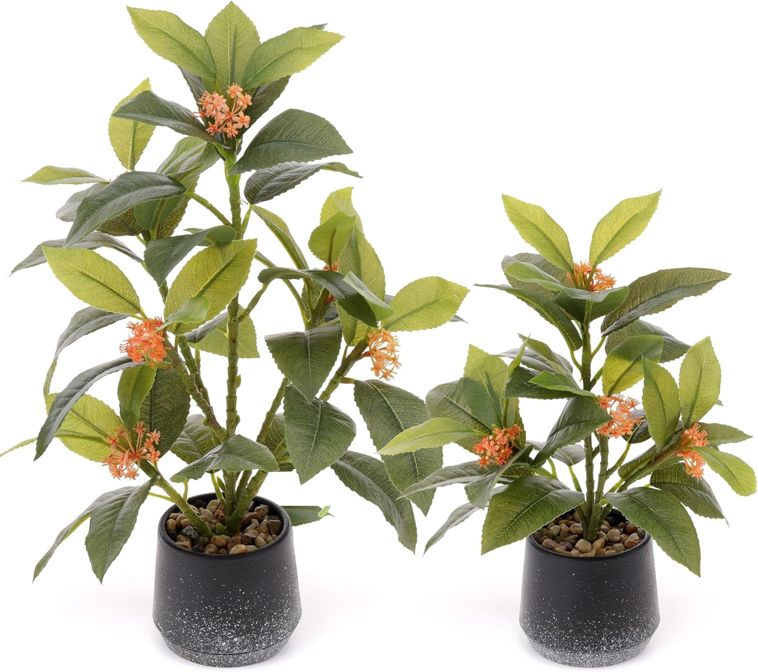 Gresorth 2 Pack Artificial Bonsai Plants with Decorative Pebbles Fake Realistic Greenery Potted Decor for Indoor Spaces Office Displays Garden Landscapes - 30Cm