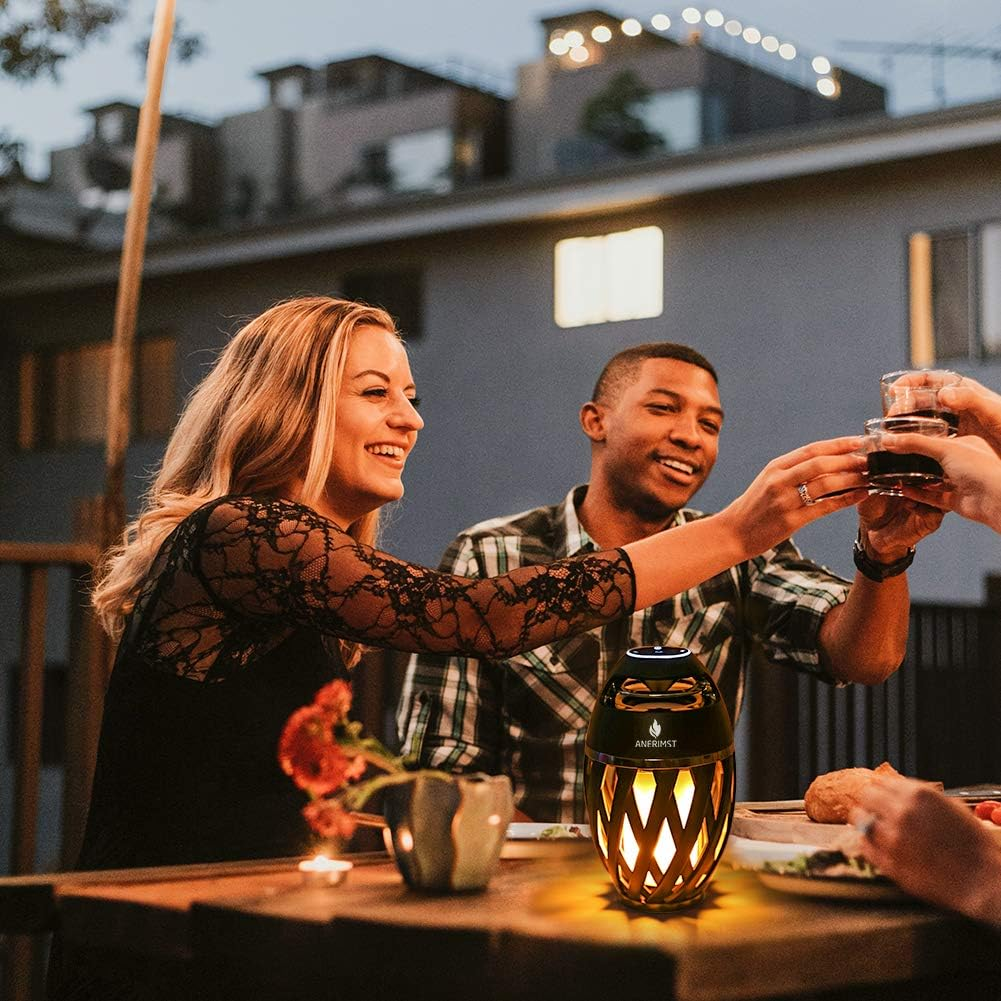 ANERIMST Torch Bluetooth Speaker with Poles/Hook, Flickering Flame Effect, Outdoor/Indoor Waterproof Stereo Speakers, Led Lantern for Party/Yard/Patio/Gifts, 2 Pack, Yellow Light (Jean-Tan-707) image number 3