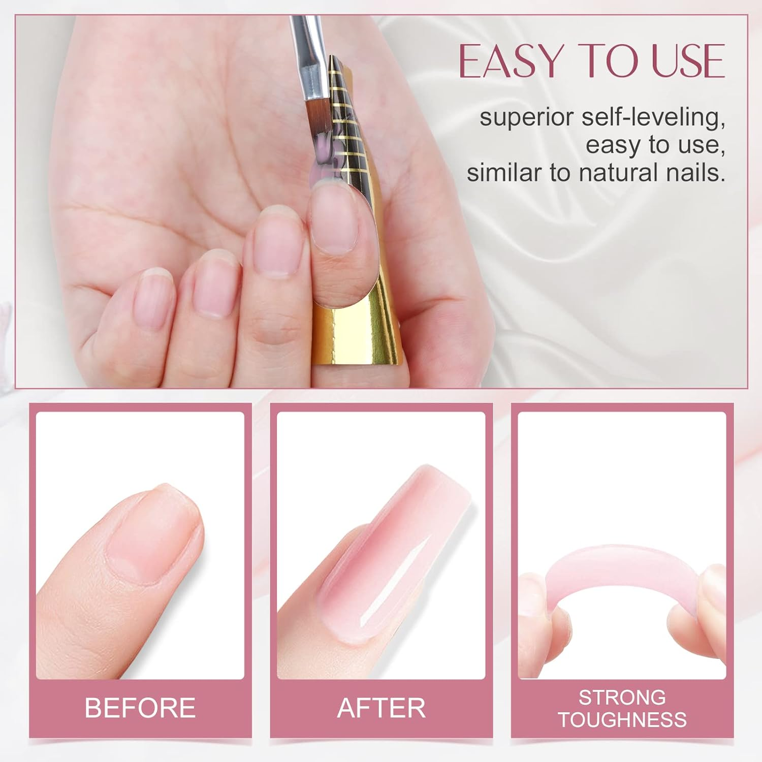 SAVILAND 100G Light Pink Builder Nail Gel &ndash; 3.53Oz Hard Gel for Nails Large Capacity Nail Strengthen Gel for Nail Extension Nail Art Manicure Starter U V Nail Gel for Professional Nail Salon Home DIY image number 5