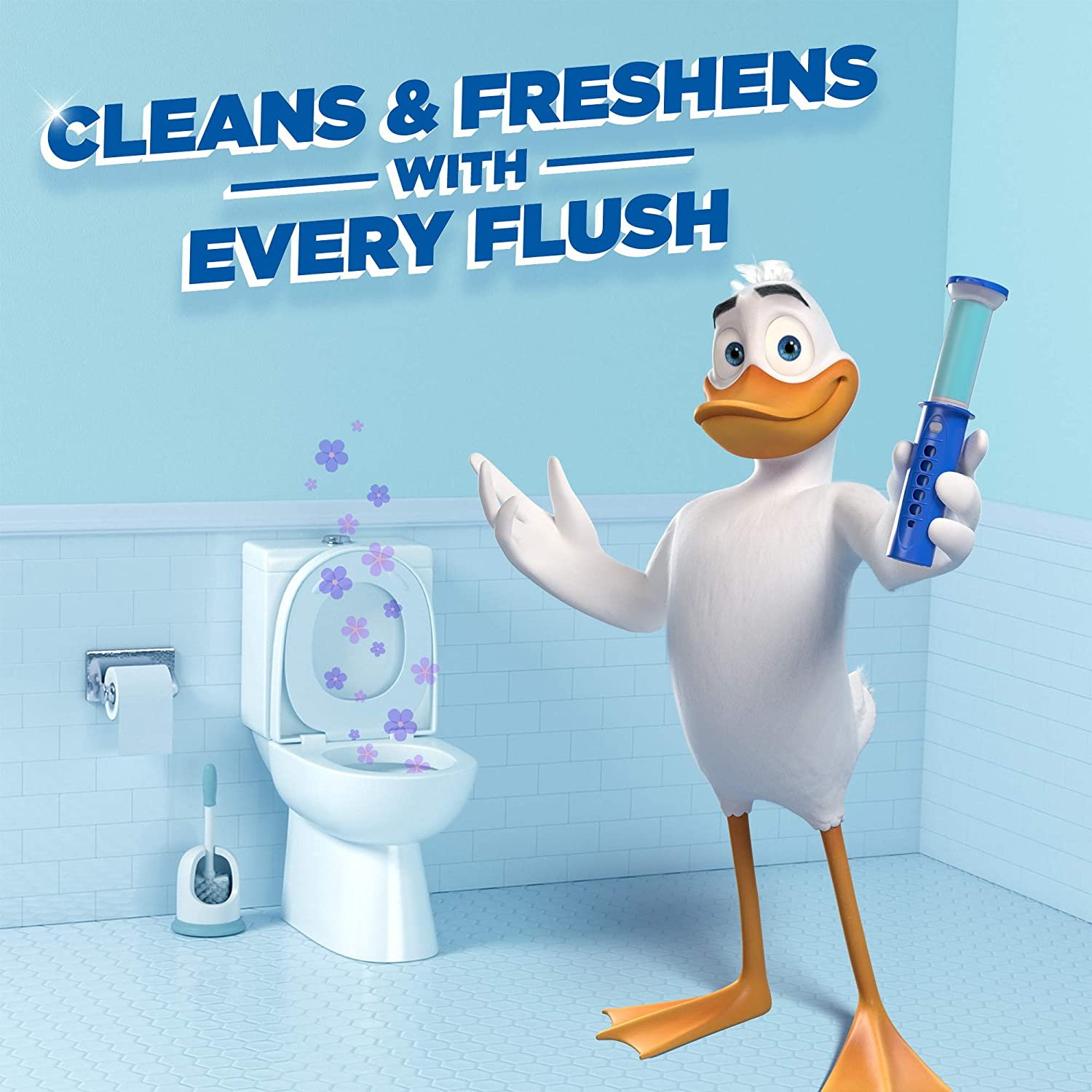 Duck Toilet Cleaner, Fresh Discs Dispenser plus 1 Refill, Cleans & Freshens Your Toilet Bowl, Marine Scent , 36Ml Tube (6 Gel Discs) image number 1