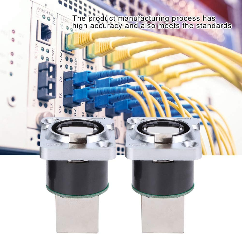 2Pcs RJ45 Metal Ethernet Connector,8 Cores IP67 Waterproof Dual Port Socket,Rj45 Right Angle Connector Fire Retardant Insulator Material YTRJ45 Aviation Plug,Network Cable Wire Connect with Cap image number 1