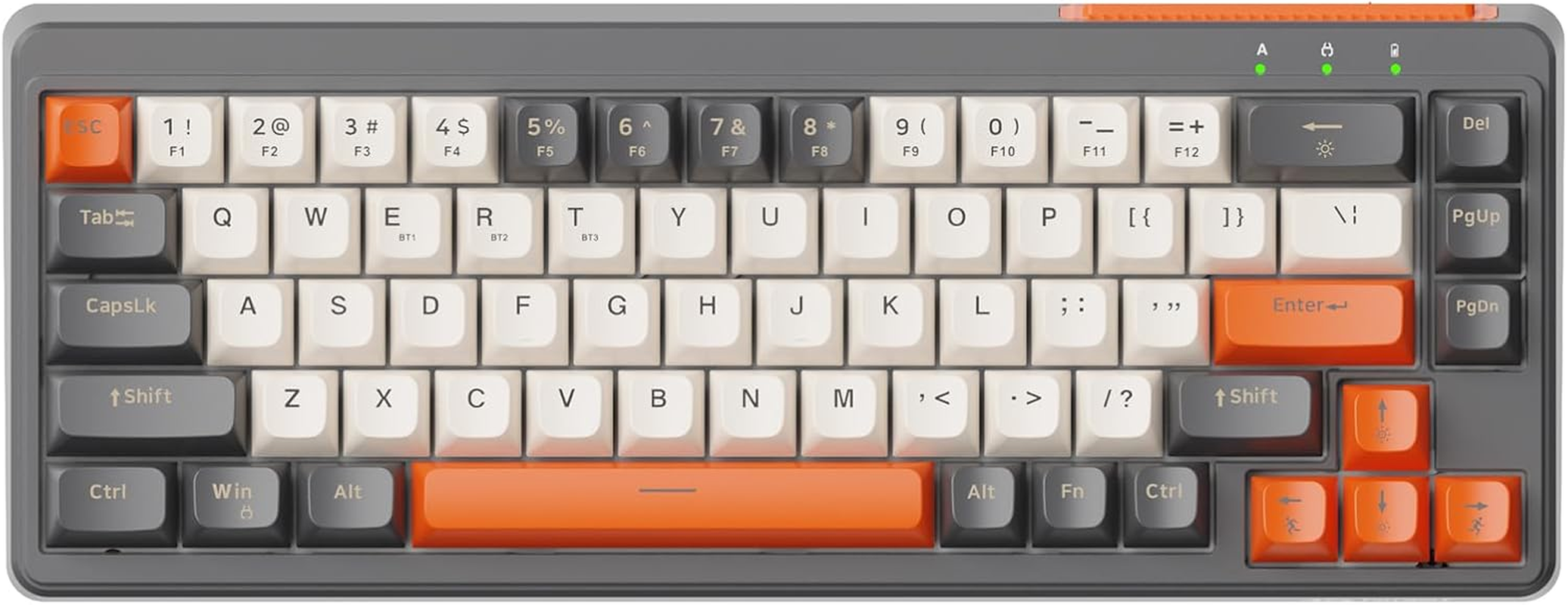 FREEWOLF M68 65% Wireless Gaming Keyboard,Bluetooth/2.4Ghz/ Wired Tri-Mode Silent Membrane Keyboard,Pbt Keycaps,2000Mah Rechargeable,67 Keys Rainbow LED Backlit PC Gaming Keyboard for Win/Mac-Shimmer image number 2