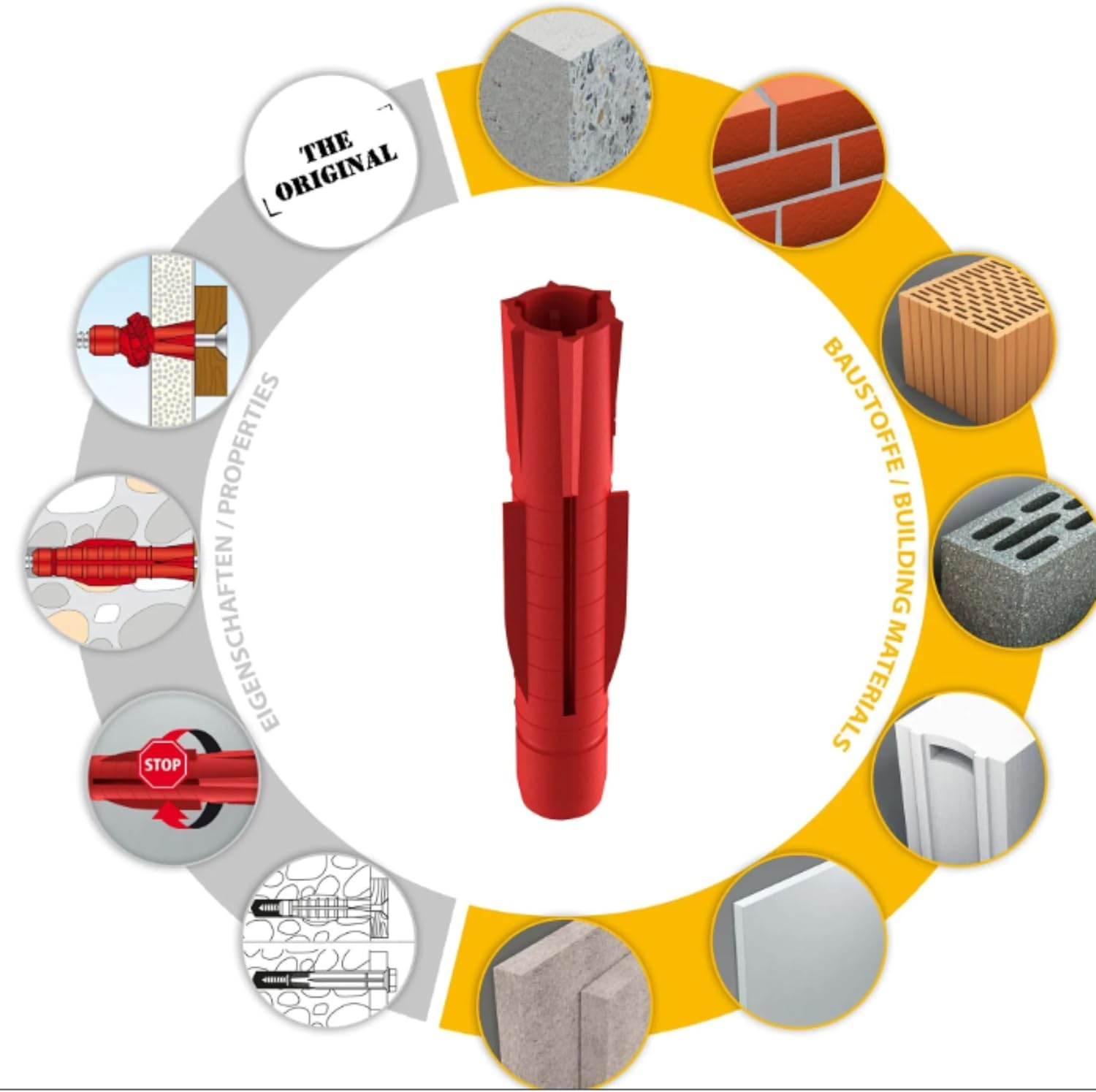 Tox TRI All-Purpose Dowels Assortment 277 Pieces in Practical Case Dowels + Screws + Bits Universal Dowels Mounting Assortment with TX Screws image number 5