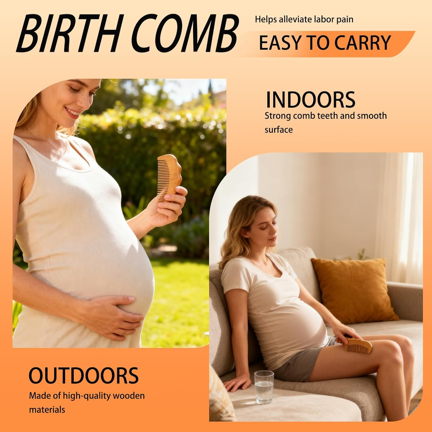 Langtaojin Wooden Comb + Protective Case Set (1 of Each) &ndash; Multi-Purpose Comb for Daily Hair Brushing & Birthing Needs, Practical All-Scenario Comb Kit image number 6