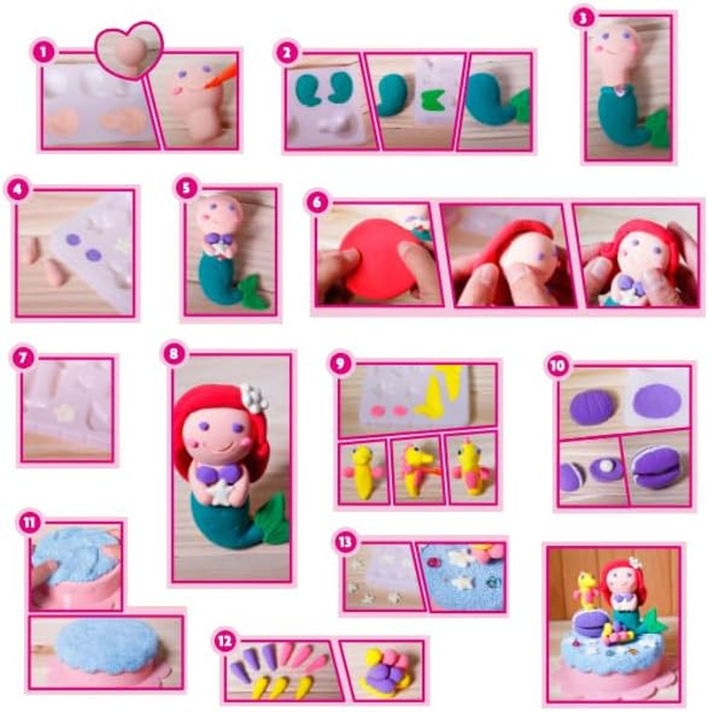 DIY Super Clay Play Set, Kids Colored Charms Mirror Comb Bracelet Accessories Inspired Jewelry Toys Making Kit Set Gifts Pack, for Christmas Birthday Family Night (Glow in the Dark Mermaid) image number 3