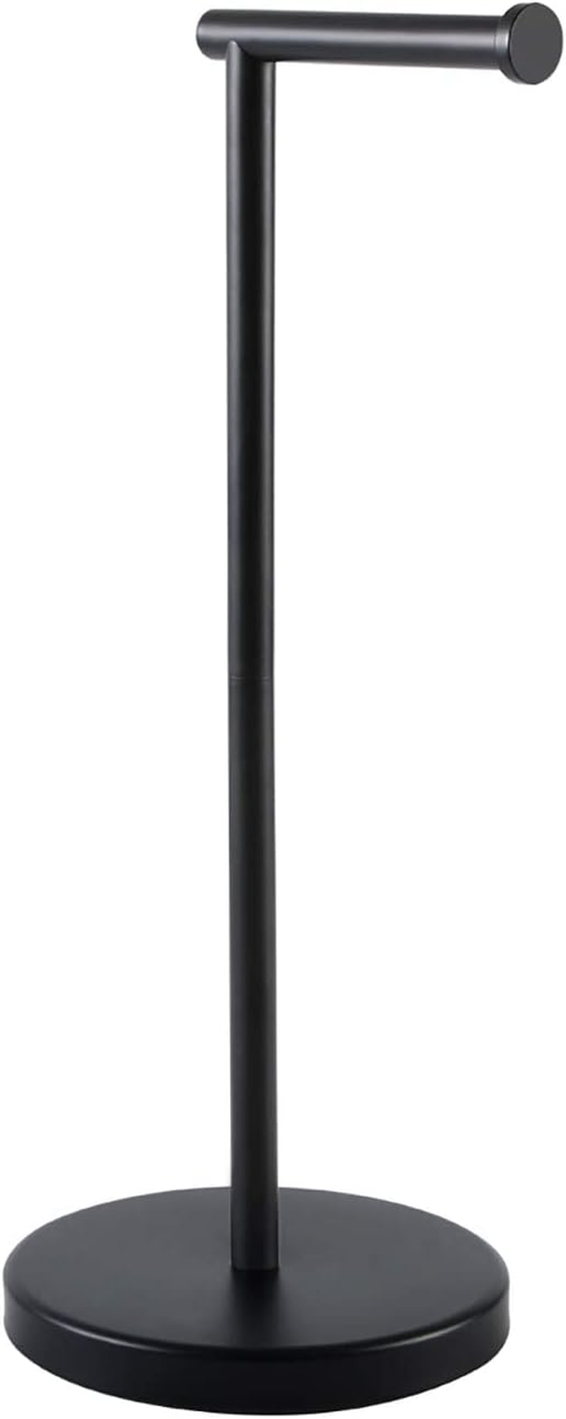 DAIYEE Toilet Paper Holder Stand, Free Standingtoilet Paper Holder Stainless Steel Rust Proof Tissue Roll Holder Floor Stand Storage for Bathroom（Black）