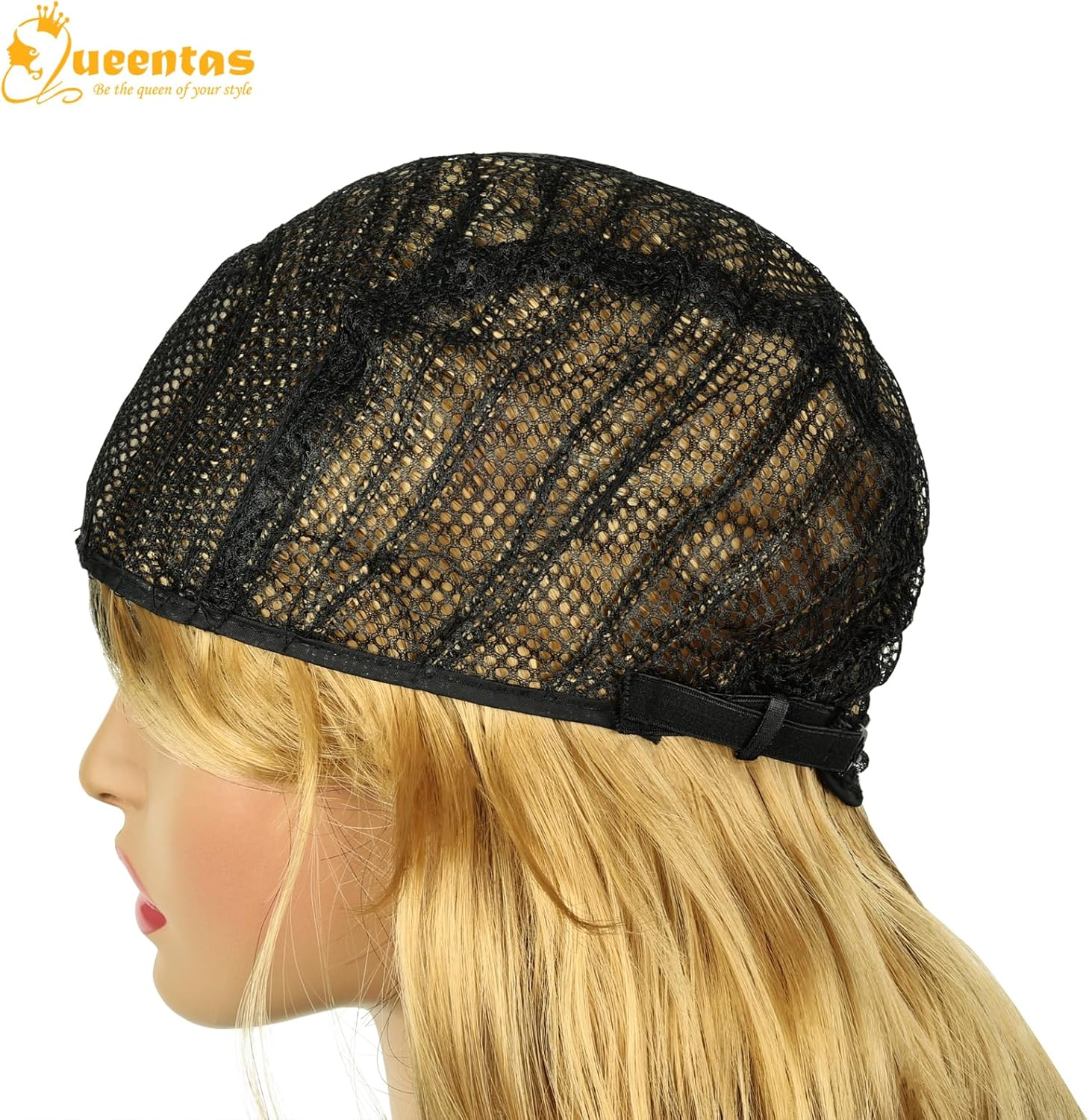 QUEENTAS 24 Inch Blonde Long Curly Wigs for Women Wavy Synthetic Hair Wig（Black Mixed Blonde） image number 4