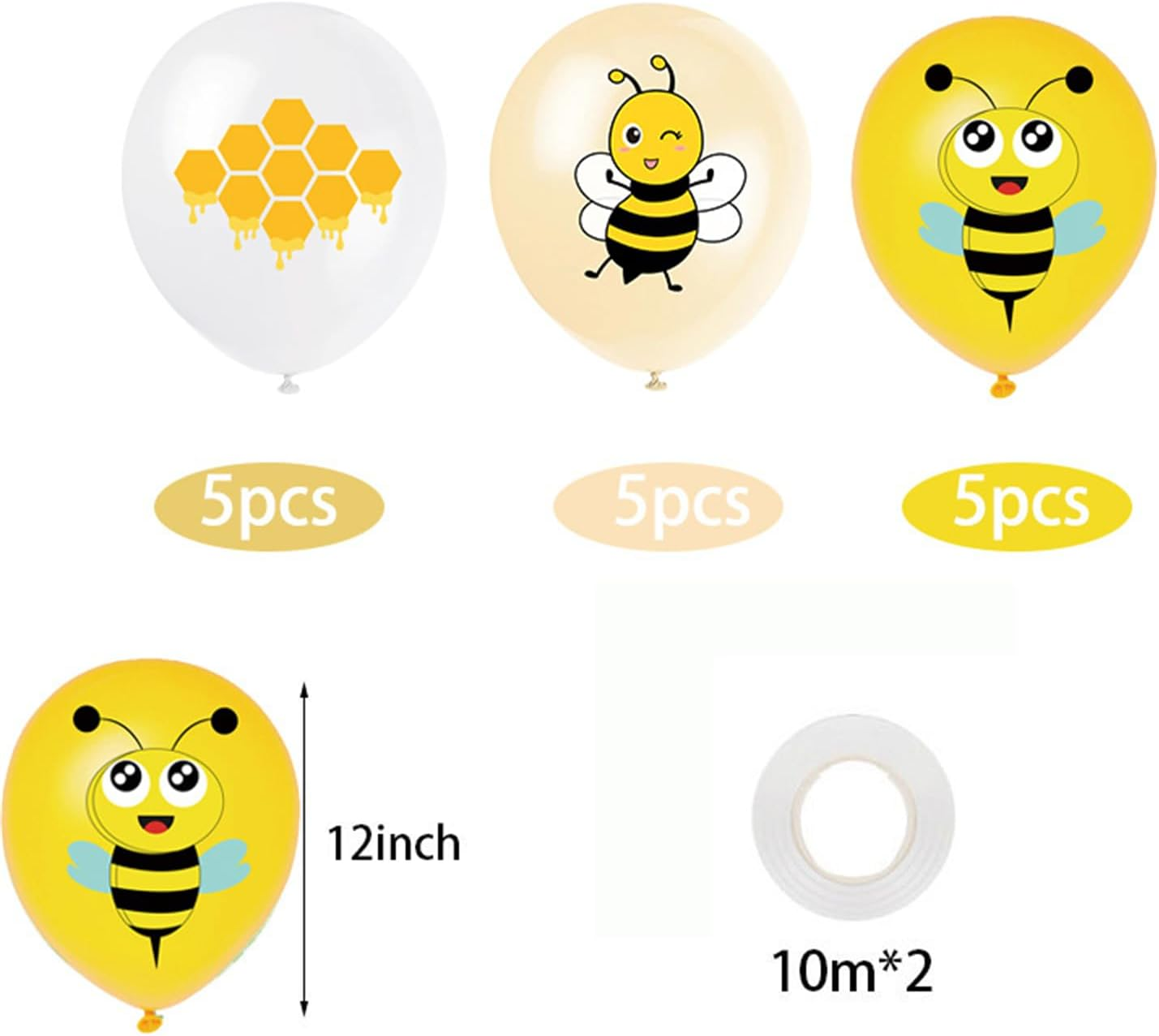 Bee Birthday Party Decorations Set Bee Balloon Party Supplies Happy Birthday Banner Bee Latex Balloon Cake Topper