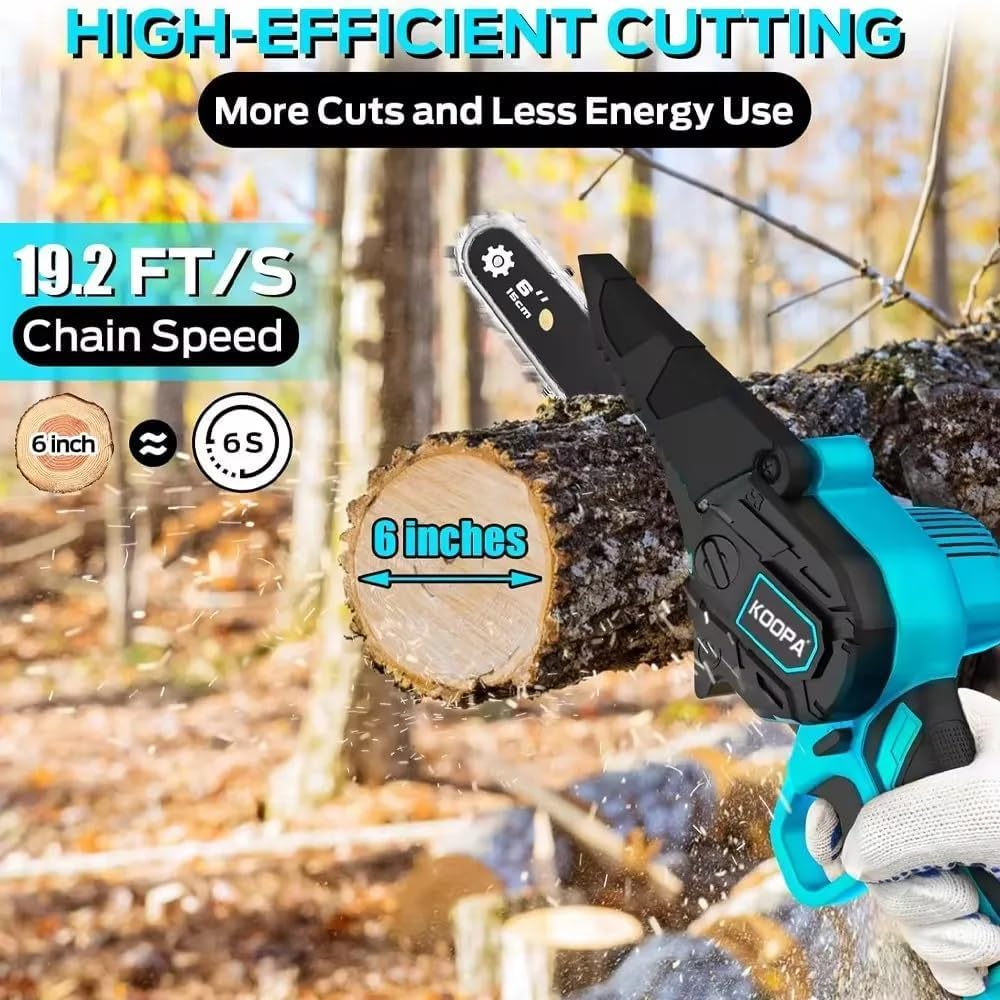 Cordless Mini Chainsaw, 8 Inch Brushless Electric Chainsaw with 2 Chains & 1 Guide Plates, 2 X 4.0Ah Battery Powerd Portable Chainsaw, Using for Wood Cutting, Garden Pruning image number 6