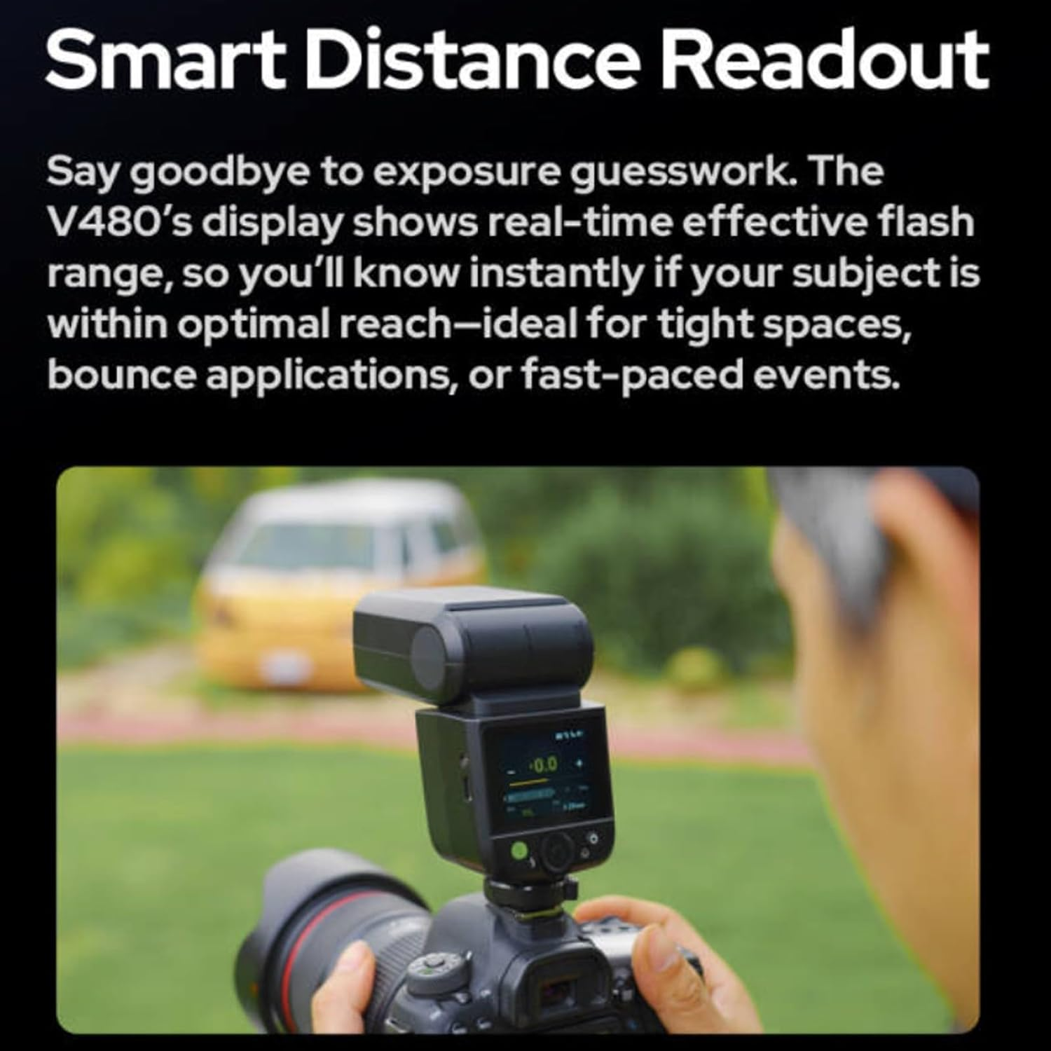 Godox V480-O TTL Flash for Olympus Panasonic Cameras, GN50 1/8000 HSS, 650 Full Power Flash, 1.7S Recycle Time, 2.4G Wireless, Built-In Modeling Light, Li-Ion Battery Touchscreen Speedlight (V480O) image number 6