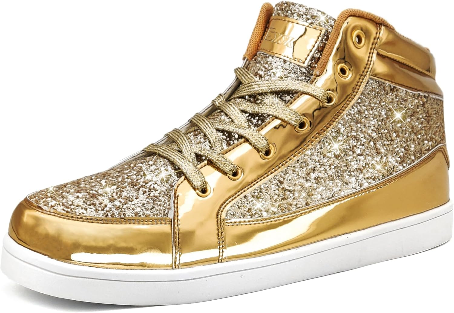 Igxx Glitter Shoes for Men High Top Flashing Party Casual Lace-Up Sneakers Men