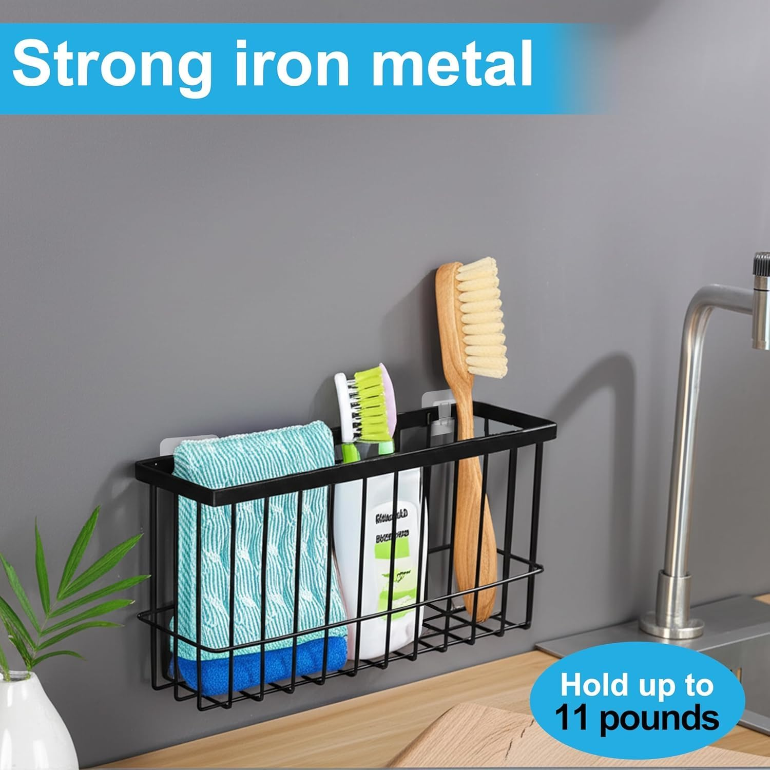 2 Packs Kitchen Cabinet Door Storage Box, Refrigerator Side Organizer, Self-Adhesive Storage Box, Wall Mounted Metal Storage Baskets, Bathroom/Cabinet/Kitchen Items Organiser Storage Box image number 3