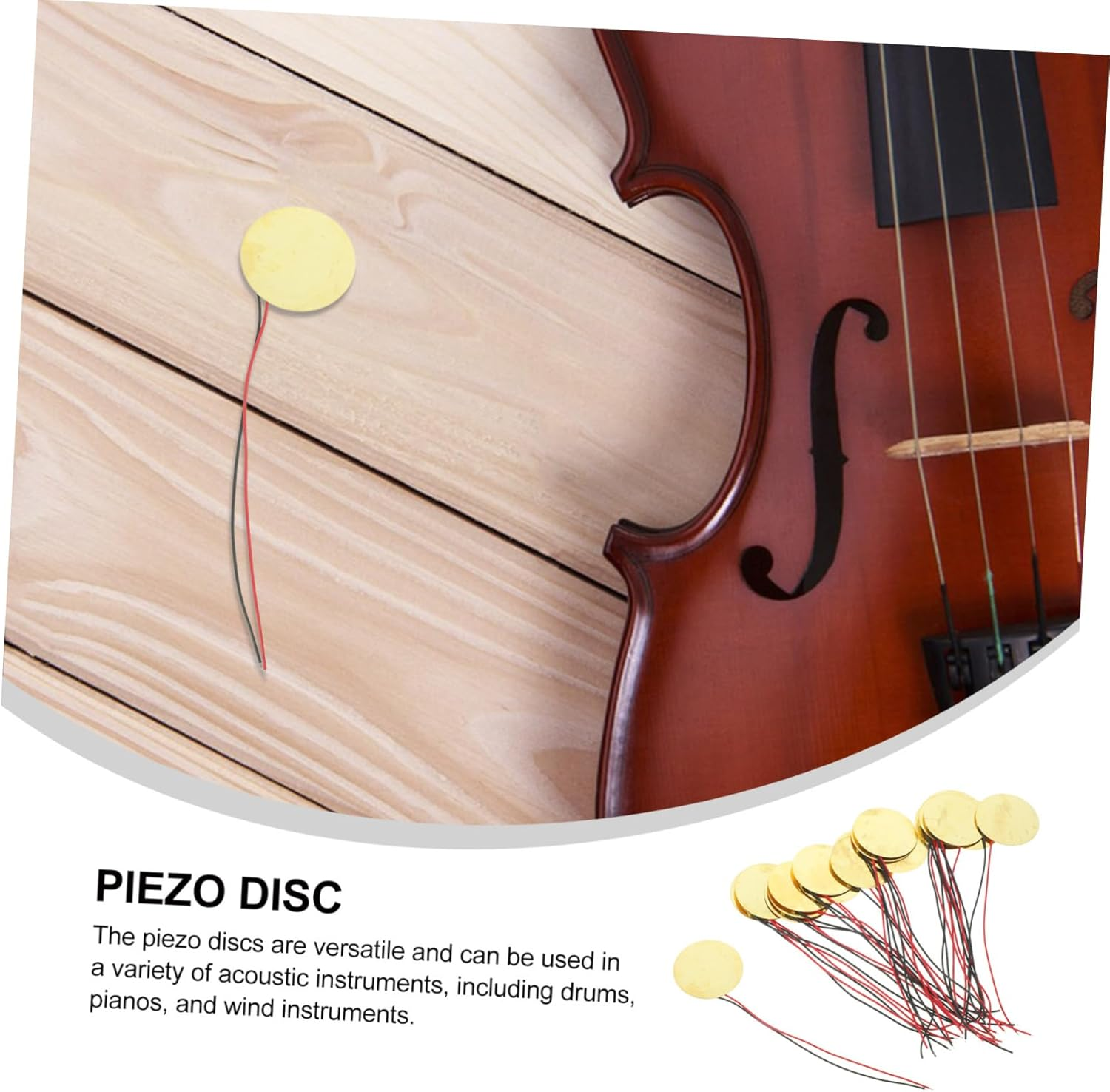 20Pcs 27Mm Piezo Element Buzzer with Copper Tab Wire, Passive Trigger Drum Discs for Acoustic Musical Instruments, Suitable for Cbg Guitar Accessories image number 2