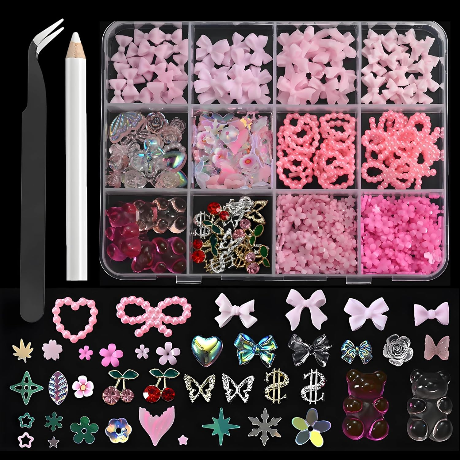 Jotia 2 Boxes Gold Silver Nail Charms, Star Moon Sun Nail Jewelry Decorations Nail Art Rhinestones for Women Girls DIY Manicures Crafting Decoration