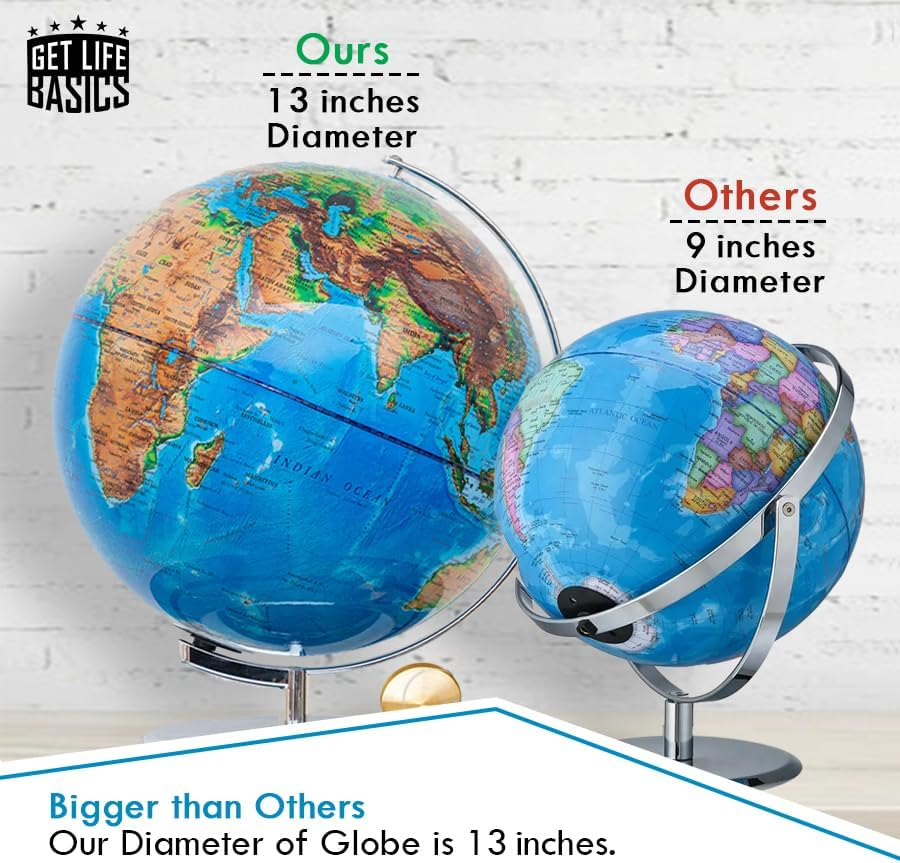 World Globe with Illuminated Constellations - 32 Cm Light up Globe for Kids & Adults - Interactive Earth Globe Makes Great Educational Toys, Office Supplies, Teacher Desk D&eacute;cor, More by Get Life Basics image number 4