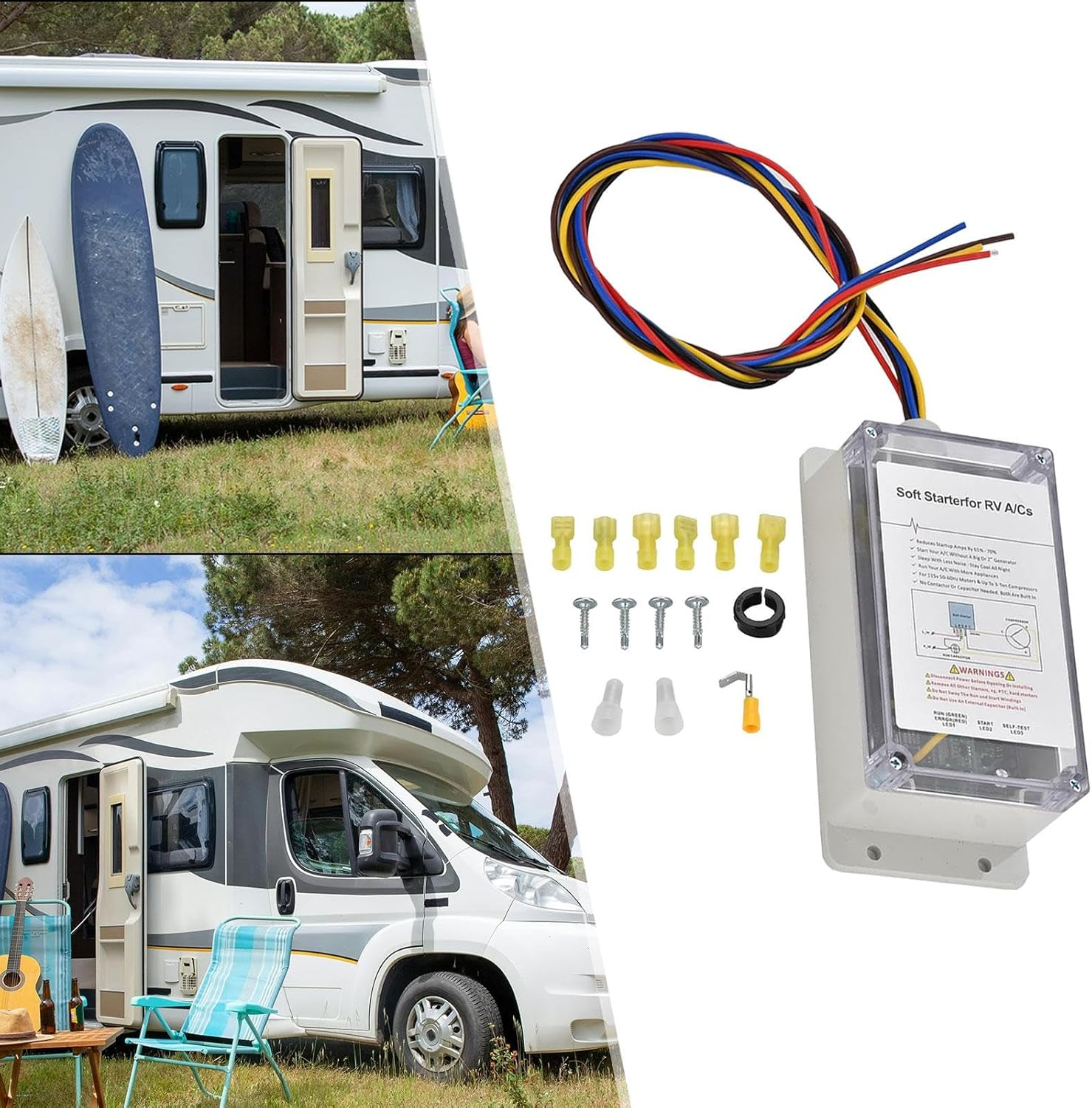 Qcchieus Air Conditioner Soft Start Kit RV AC Soft Start Kit Reduce Startup Current with Generator for Van Auto Campers image number 4