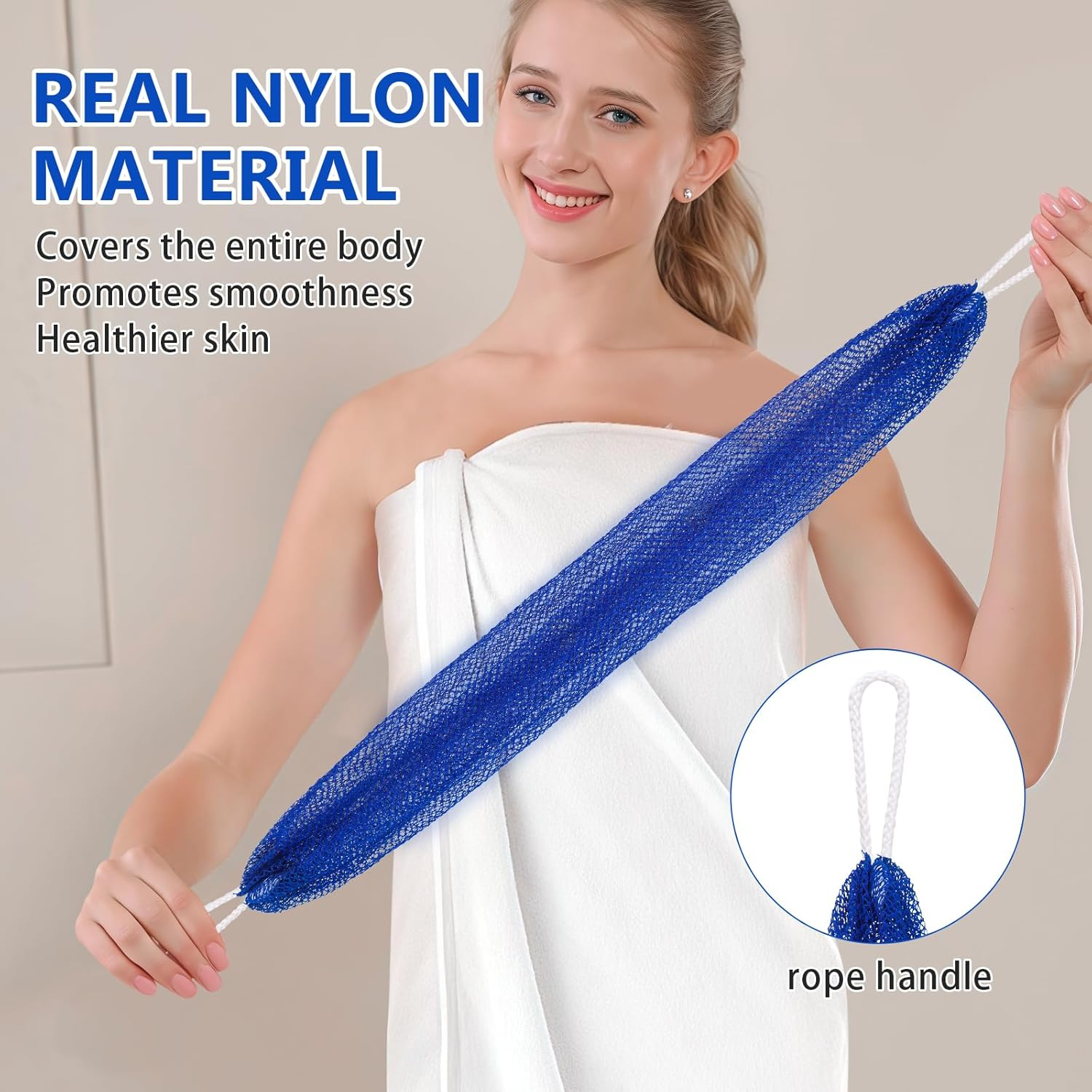 MR.TIMELAG African Net Bath Sponge 2-Pack - Extra Long Exfoliating Bath Towels (Purple + Navy Blue) for Deep Cleansing & Skin Renewal - Premium Mesh Body Scrubber for Men & Women (0.17Kg) image number 2