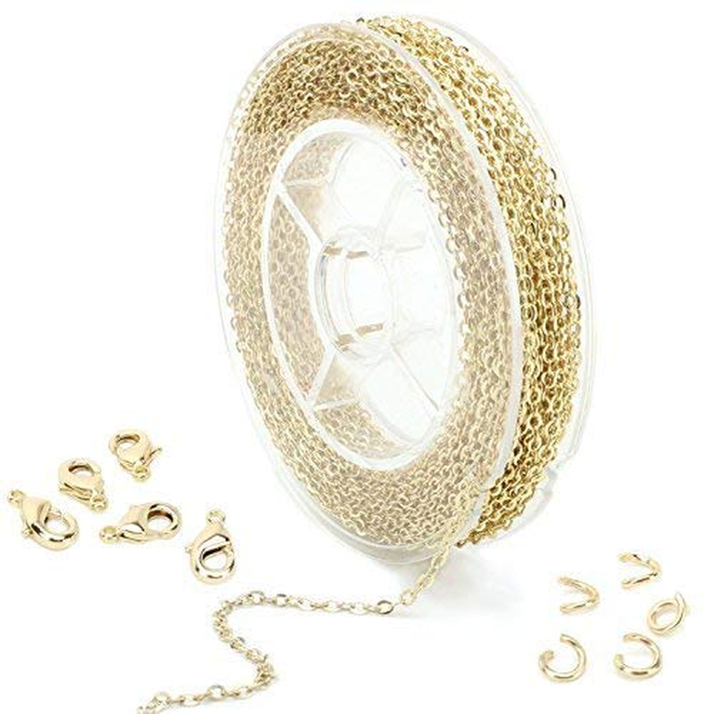 (2Mm) - 10M Dainty Gold Plated Solid Brass Cable Chain Link Bulk for Jewellery Making (2Mm)