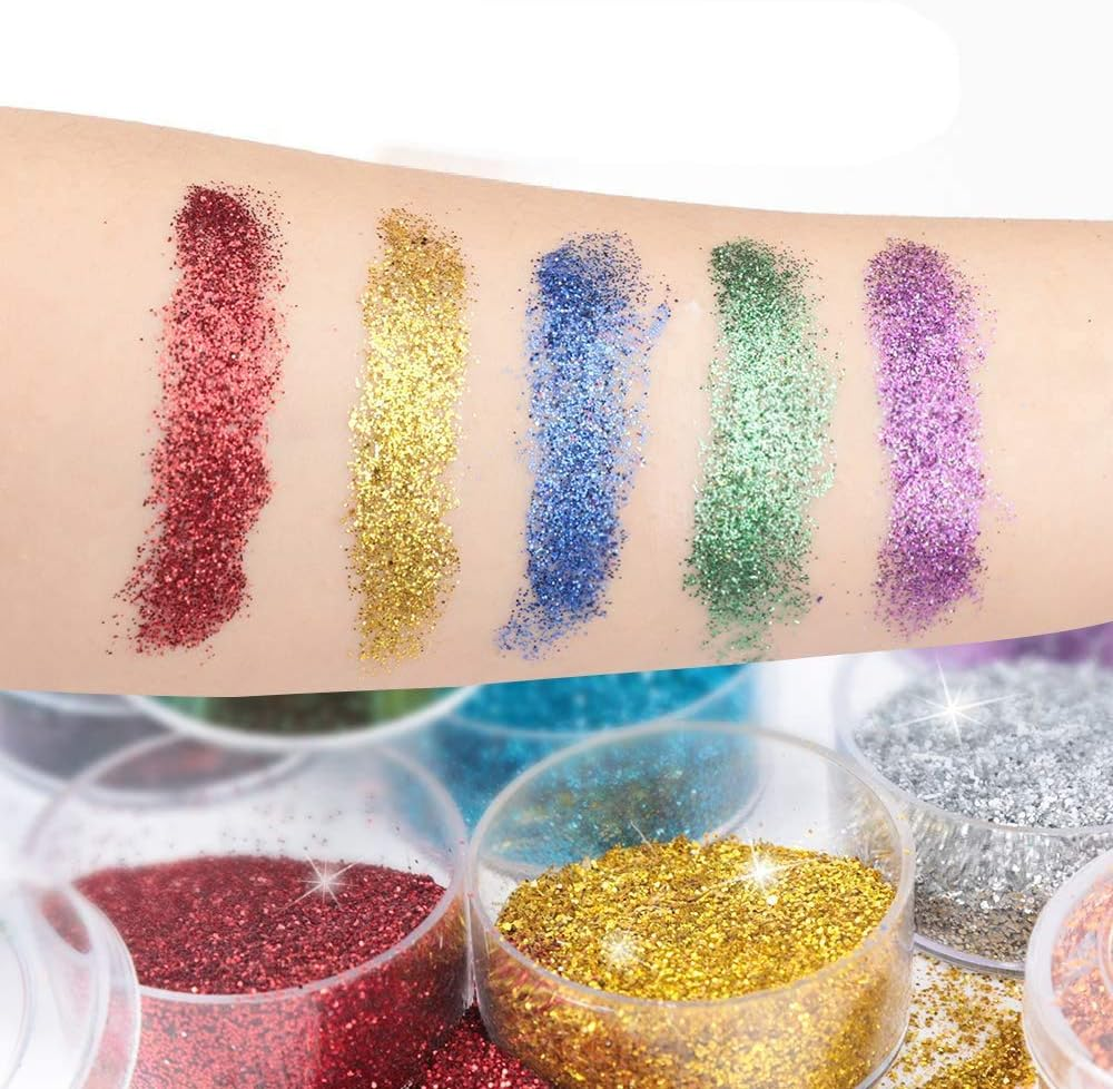 12 Pots Extra Fine Nail Glitter Cosmetic Glitter Powder Different Dark Color image number 2