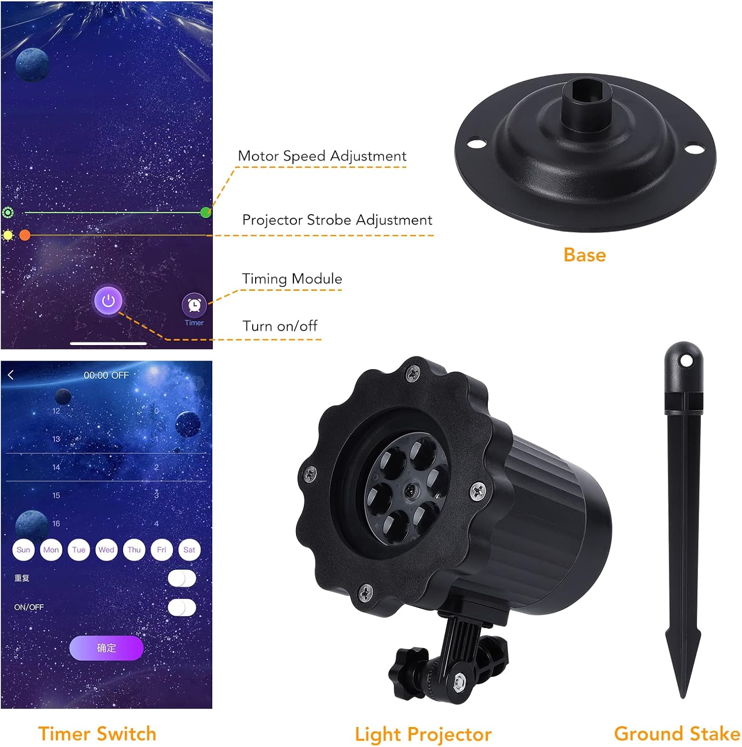 Christmas Snowflake Projector Lights Outdoor,Litake Smart Christmas Snowfall LED Lighting Projector with App,Snowfall Landscape Light, Upgrade IP65 Waterproof Rotating Projection Lamp for Winter image number 3