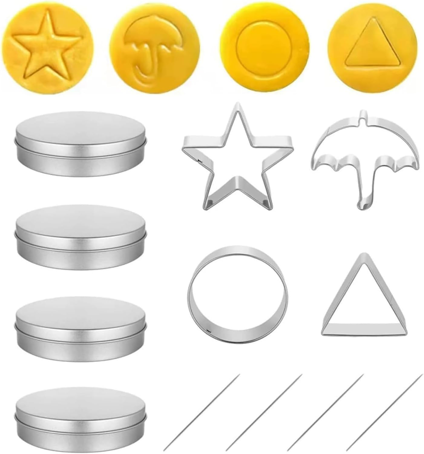 12 Pieces Stainless Steel Umbrella Cookie Cutters Biscuit Molds,Sugar Candy Making Tools Sugar Game Kit Cookie Cutters Biscuit Molds Umbrella Triangle Star round Baking image number 3