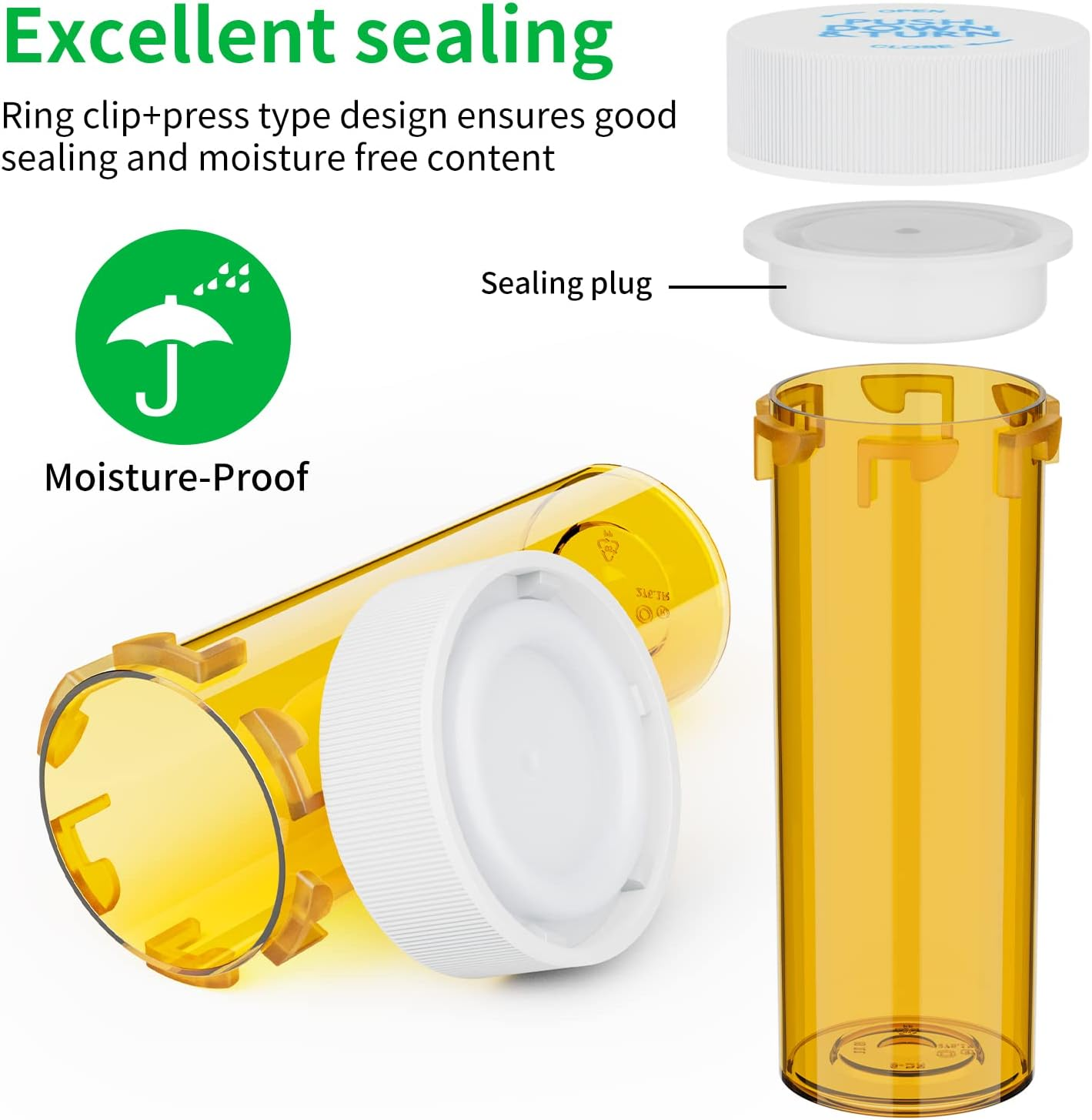 Empty Plastic Medicine Pill Bottles with Child Resistant Caps (20 Pack), 6 Dram Small  Medicine Containers Travel Pill Vials Clear Pill Case Organizers image number 4