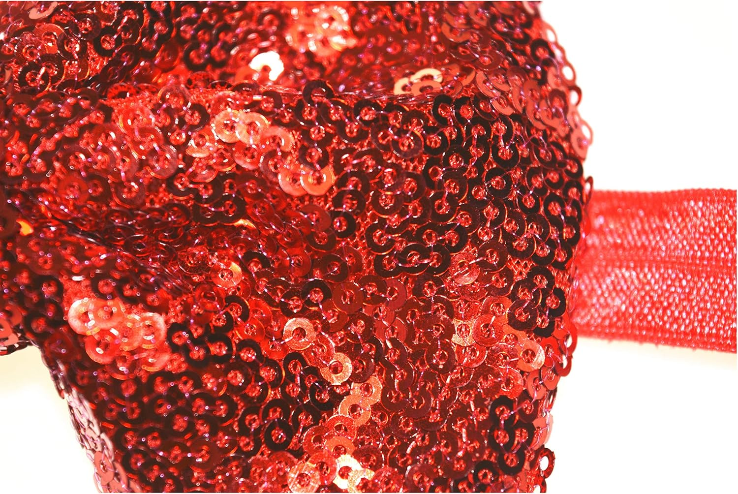 Girls Baby Red Sequin Hair Bows Bands Headband Bowknot image number 4