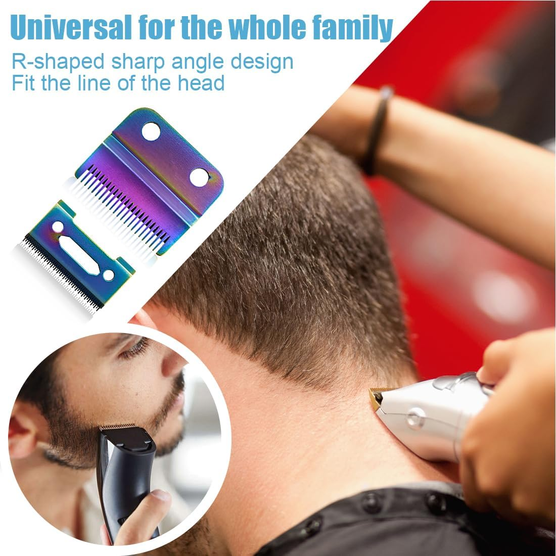 ARHZ Set of 2 Stainless Steel Hair Clippers 2-Hole Replacement Blade for Hair Trimmer Clipper Accessories for Wahl 808/8148/8504/1919/2241/2240/8591 (Colour) image number 2