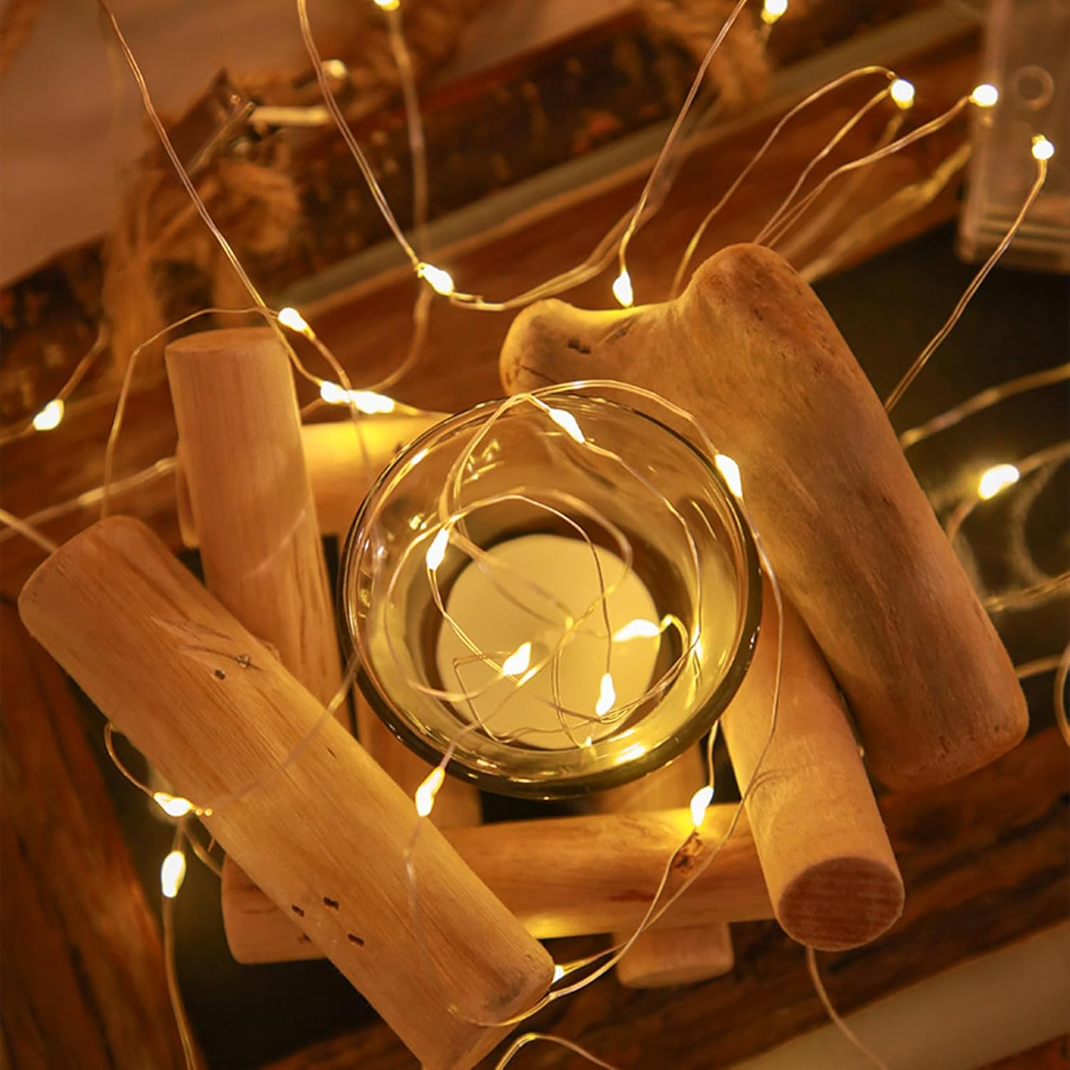 ENLACE Pack of 4 LED Fairy Lights, 3 M 30 LED Copper Wire Fairy Lights, Battery Operated, Warm White Micro Copper Wire Fairy Lights for Christmas, Wedding, Children'S Room, Party, Indoor Decoration image number 5