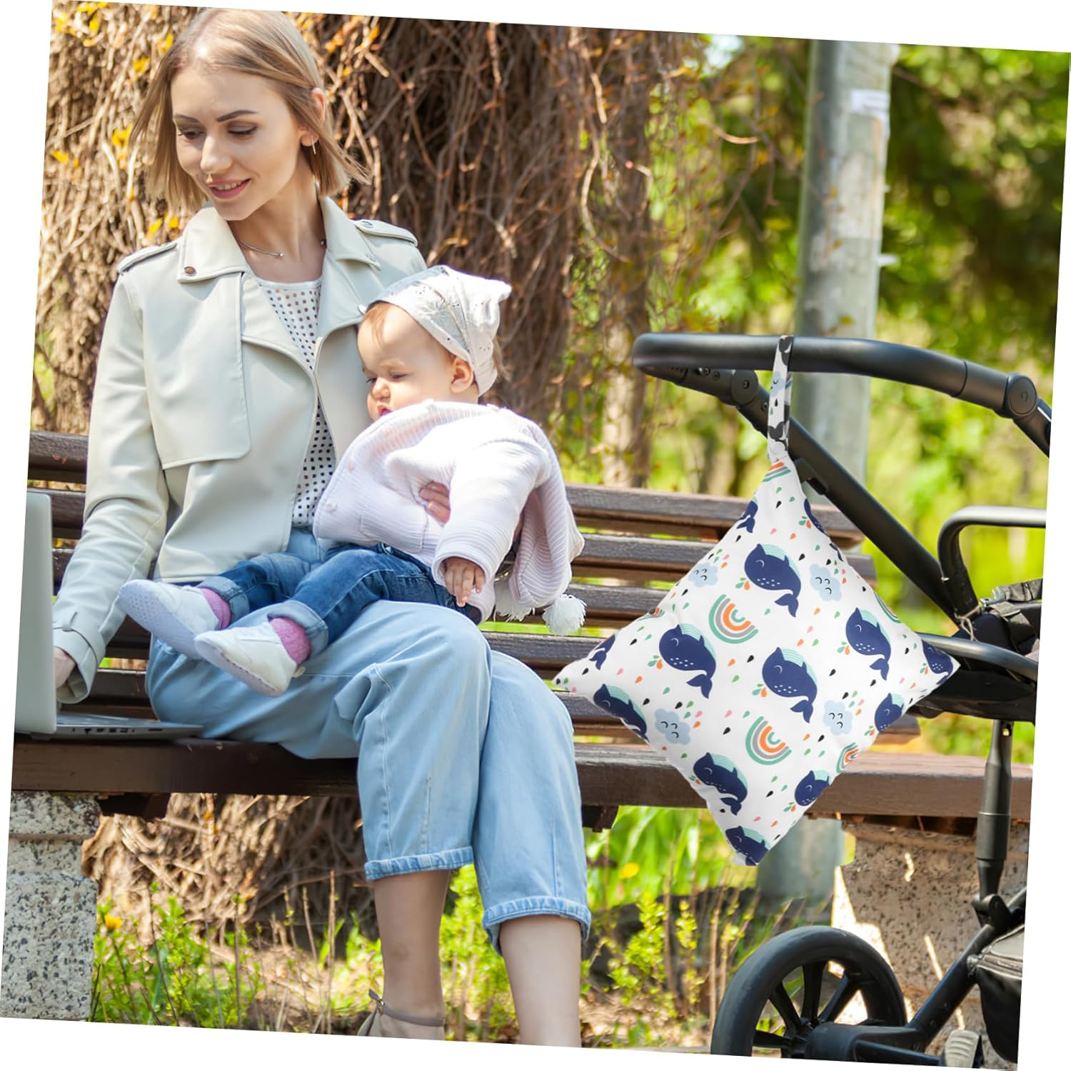 GARVALON 2Pcs Diaper Bag Storage Pouches Nappy Caddy Wet Bags for Swimmers Organiser Nappies image number 2