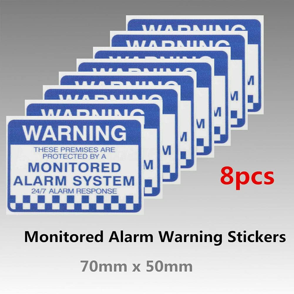 8Pcs Waterproof Warning Security Stickers Monitored Alarm System Self Adhesive Warning Monitored Alarm Stickers, Alar-Ms Warnings Security Sticker Signs for Shop Home