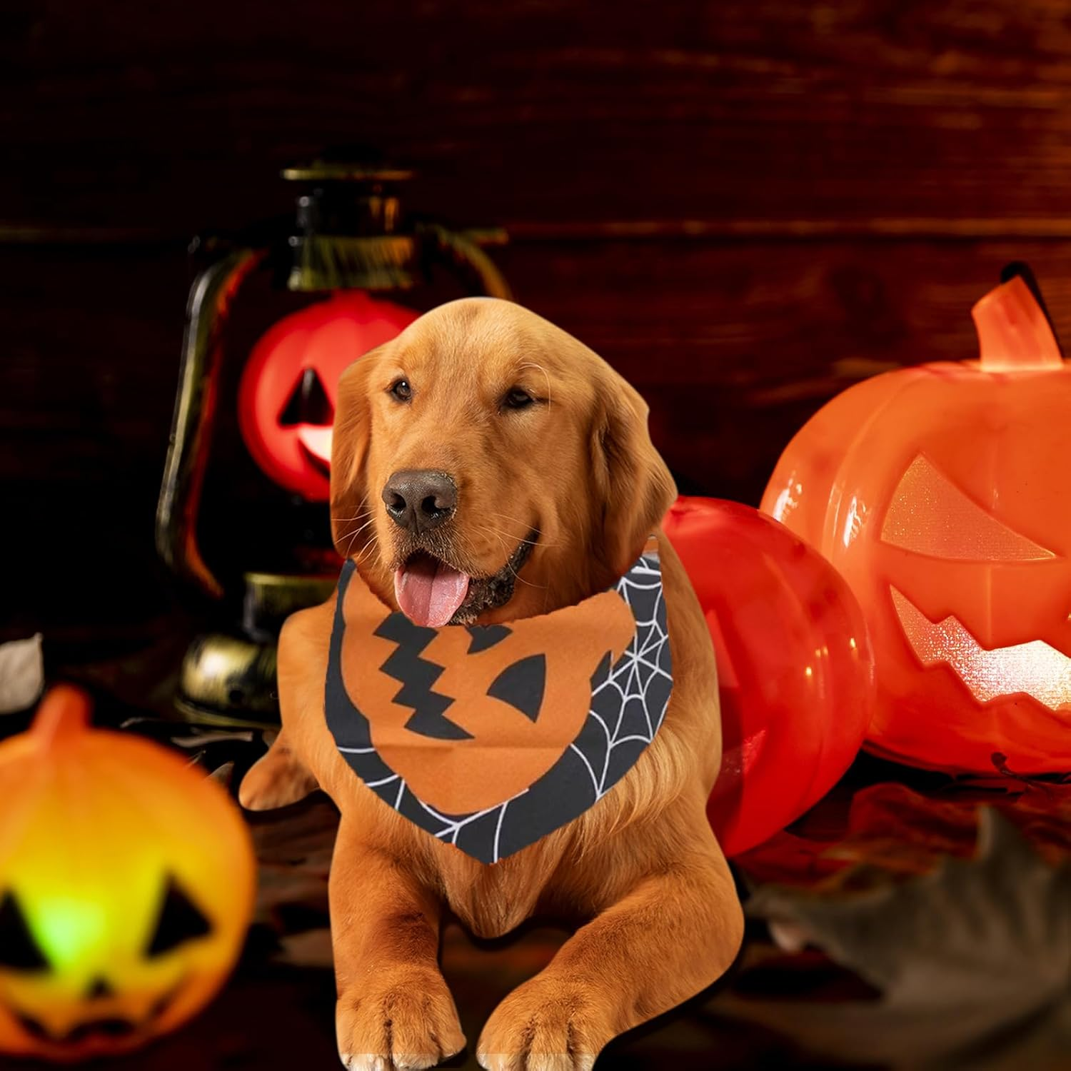 RTRTGS Pack of 3 Halloween Dog Scarf, Pet Scarf, Dog Scarf, Washable Triangular Dog Scarf, Ghost Pattern Pet Scarf for Halloween and Thanksgiving (M:65 X 42 X 42 Cm) image number 6