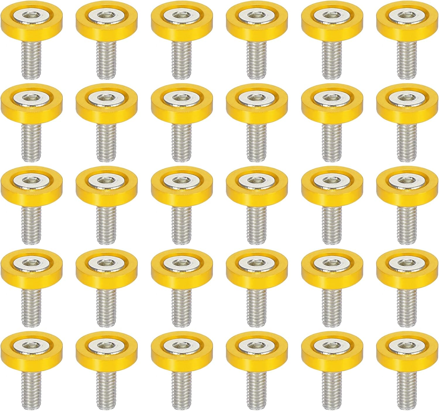 X AUTOHAUX 30Pcs Bumper Mudguard Washer Bolts M6X1.0 Aluminum Alloy Engine Bay Dress up Screw Black